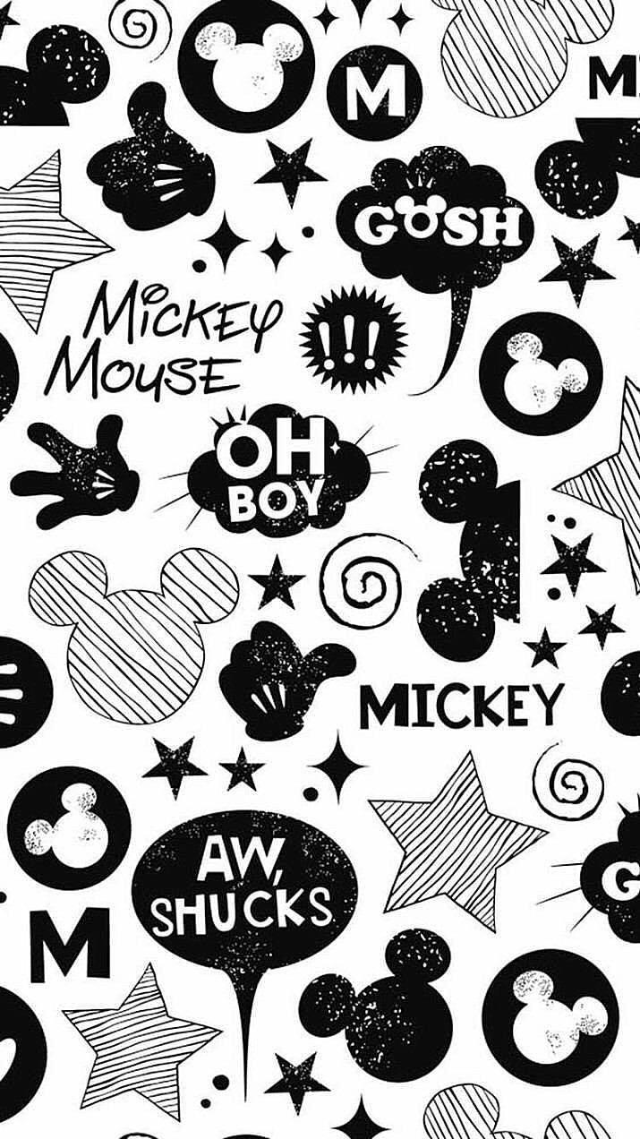 715x1272 Mickey Mouse Black and White Wallpaper