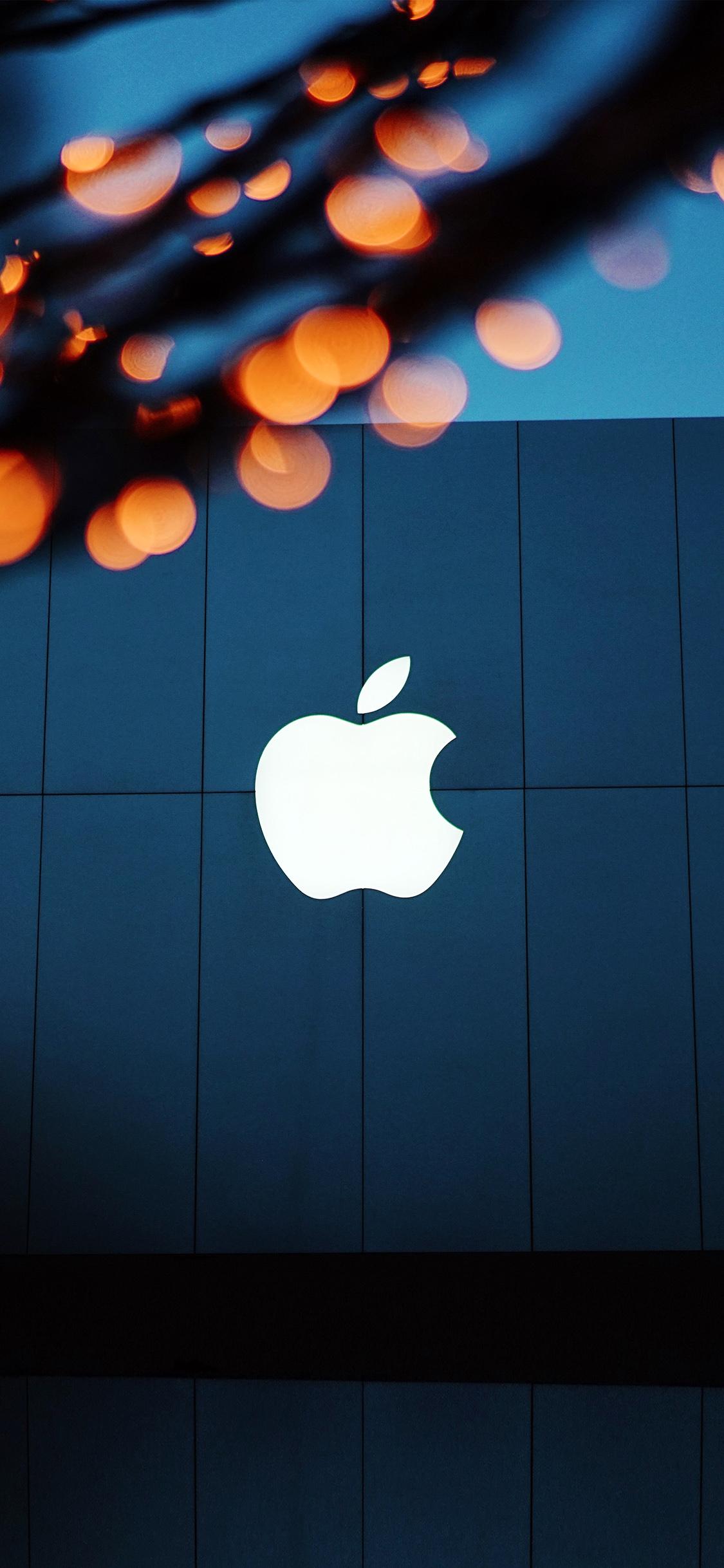 1125x2436 iPhone X wallpaper. apple logo blue orange dark