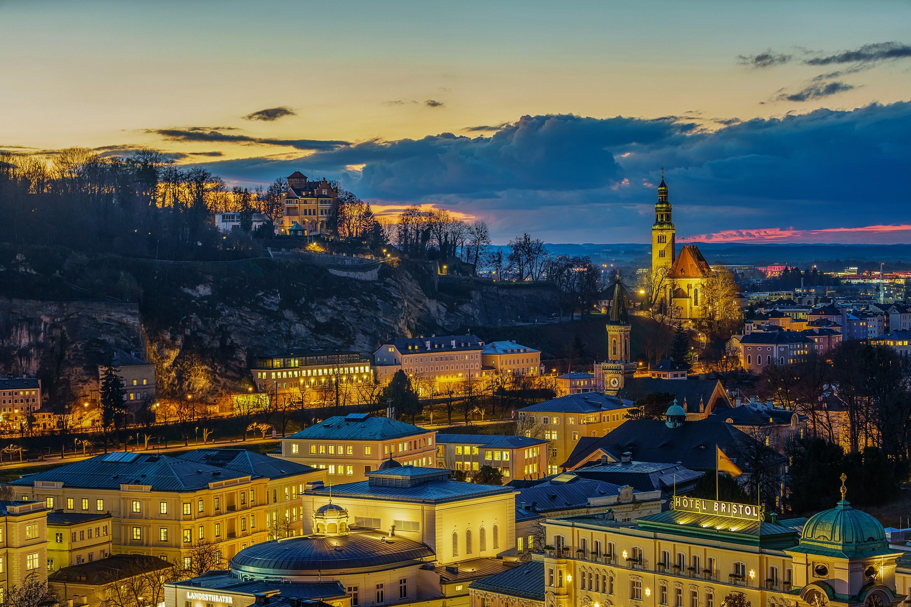 3000x2001 Austria, Salzburg, Houses, Evening, Sky Gallery HD Wallpaper