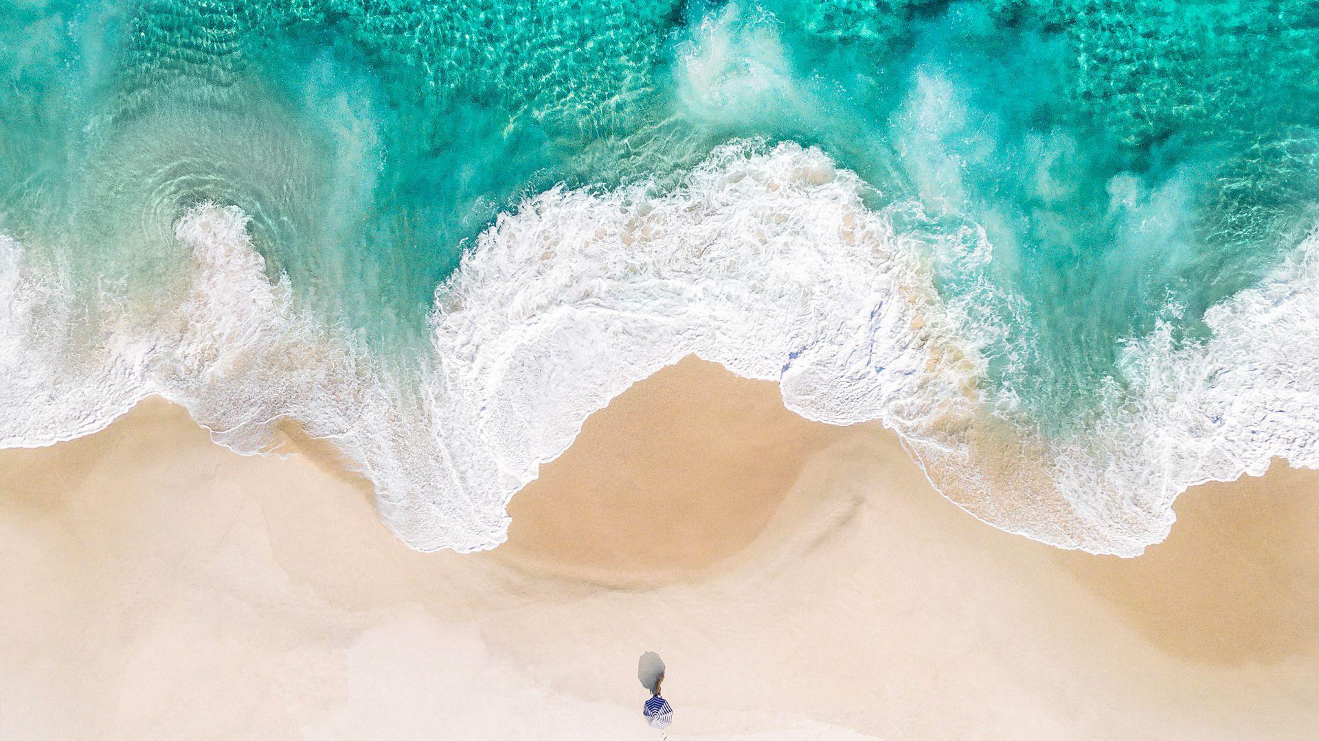 1920x1080 Desktop Wallpaper Beach, Soft Sea Waves, Aerial View, HD Image, Picture, Background, F07d62