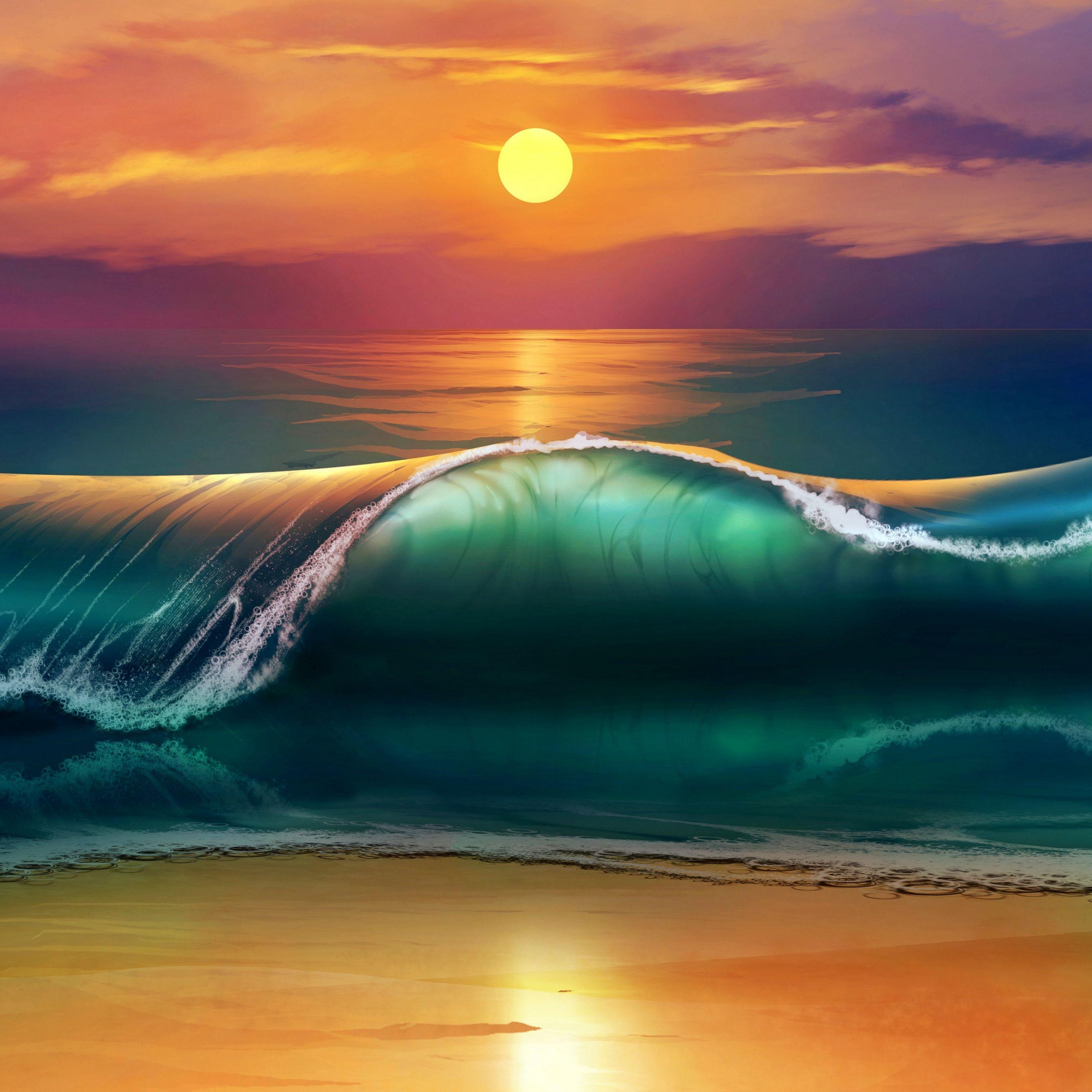 2780x2780 Download wallpaper 2780x2780 art, sunset, beach, sea, waves ipad air, ipad air ipad ipad ipad mini ipad mini ipad mini ipad pro 9.7 for parallax HD background