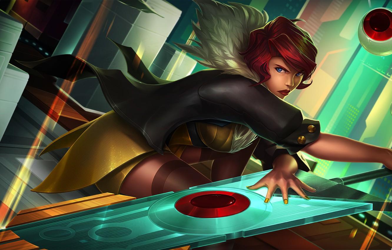 1332x850 Wallpaper girl, sword, dress, art, Red, Transistor, SuperGiant Games image for desktop, section игры