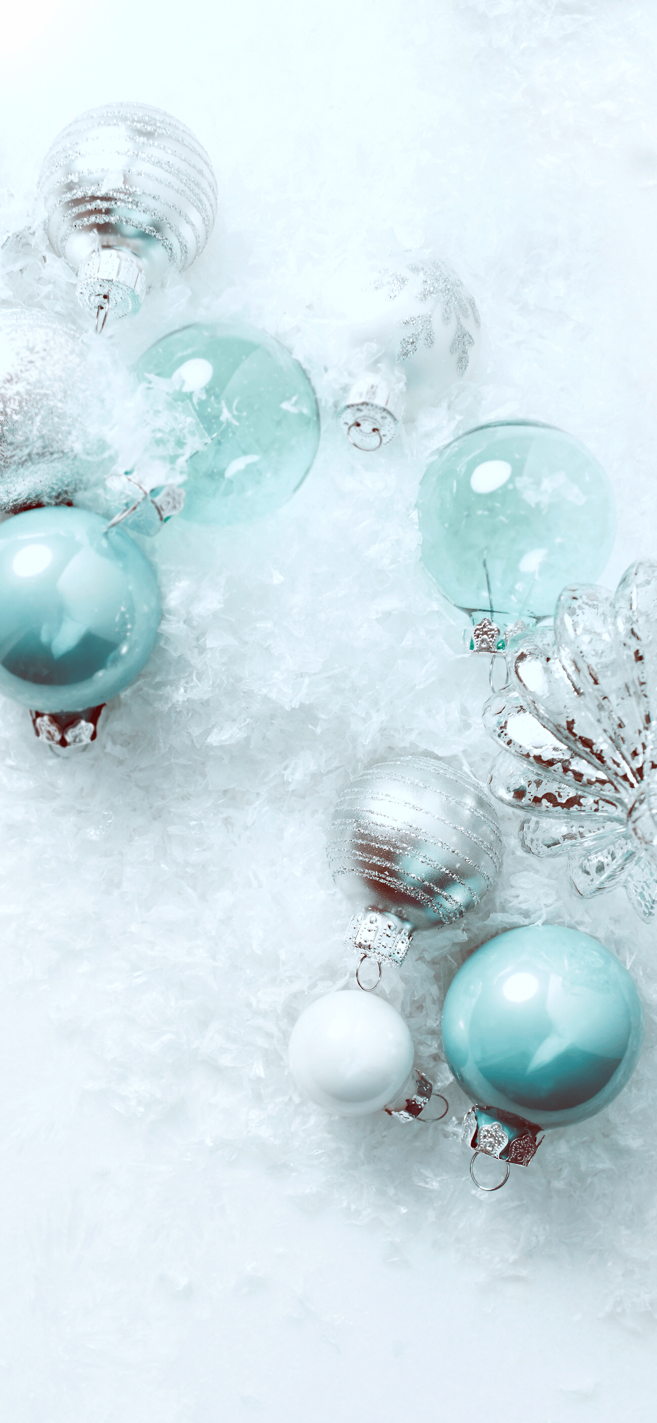 1299x2813 Teal And Silver Christmas Wallpaper