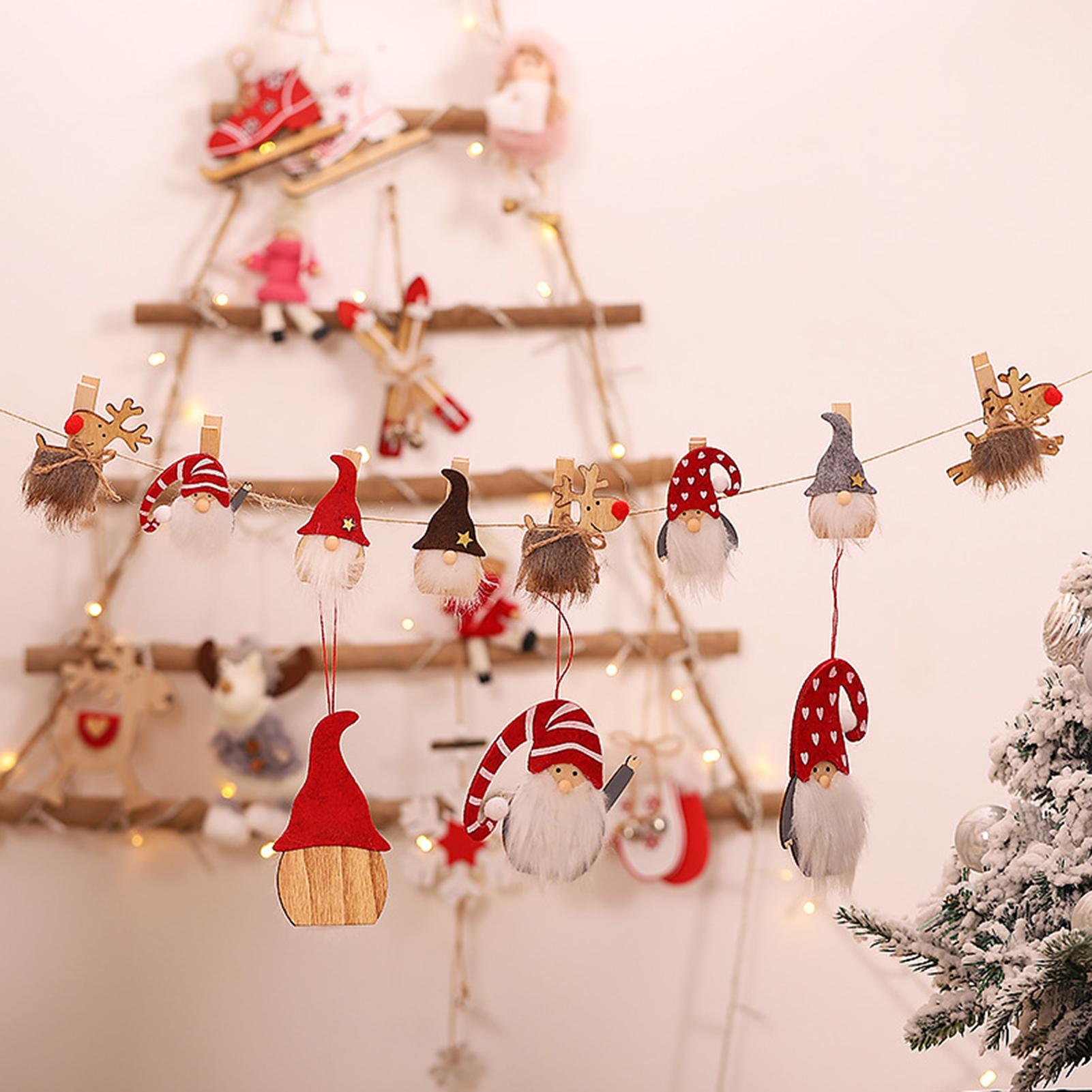 1601x1601 SPRING PARK 3Pcs Christmas Wooden Clips Hanging Wooden Photo Clothespins Christmas Tree Stocking Santa Wooden Clip with Twine for Christmas Wedding Hanging Picture Notes Decoration