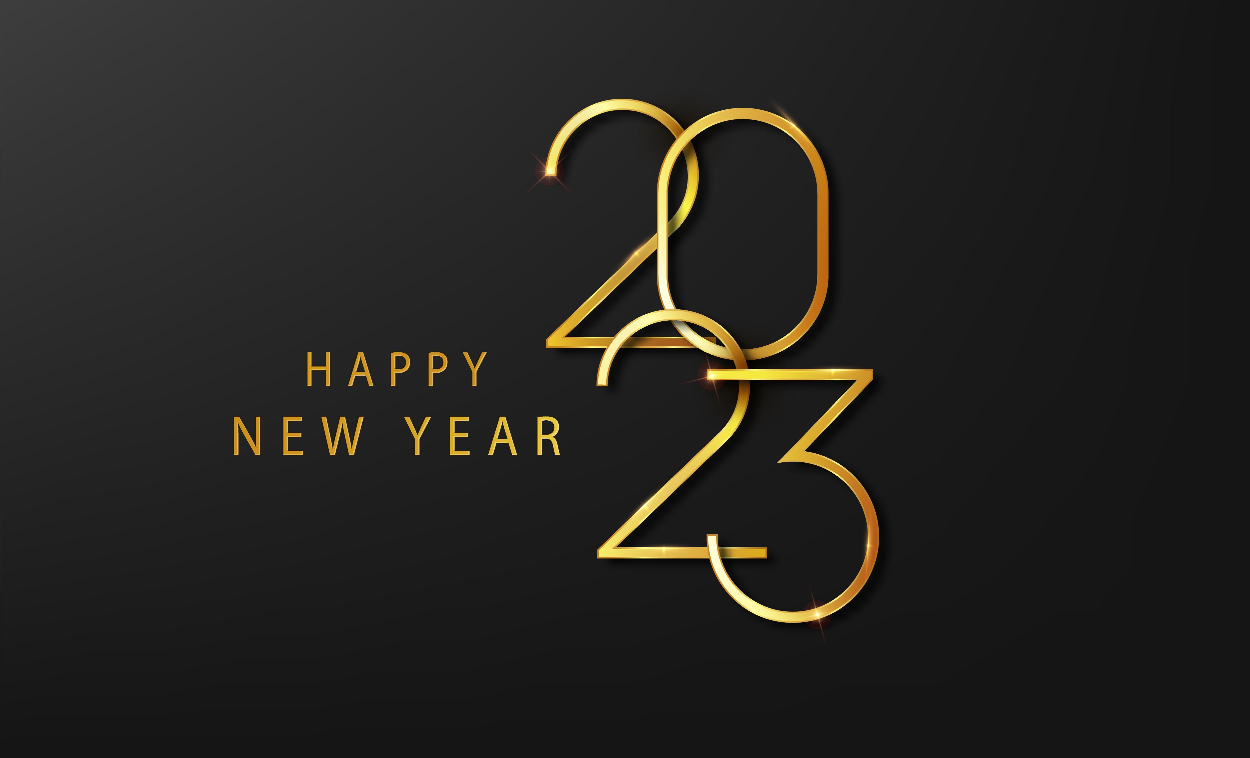 Download Happy New Year 2023 Gold Ornaments Wallpaper  Wallpaperscom