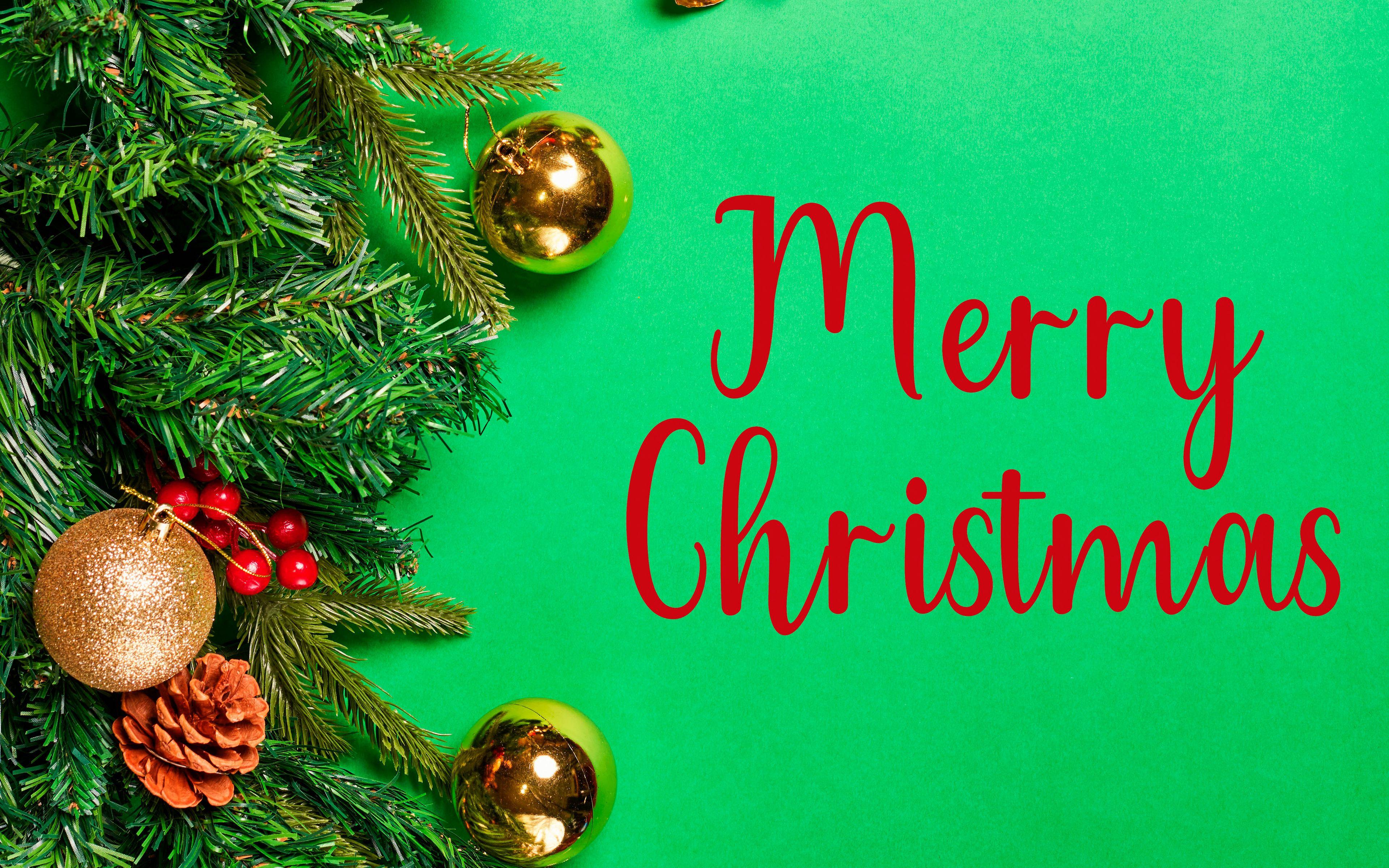 3840x2400 Merry Christmas decorations Wallpaper 4k Ultra HD