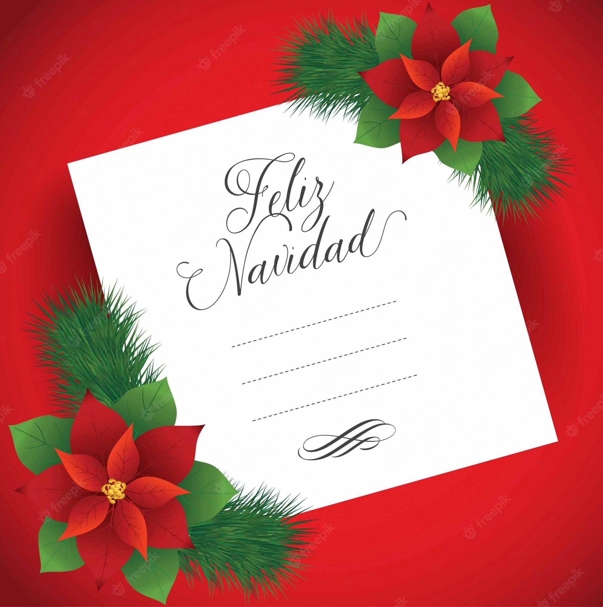 2000x2014 Premium Vector. Feliz navidad (merry christmas in spanish) note