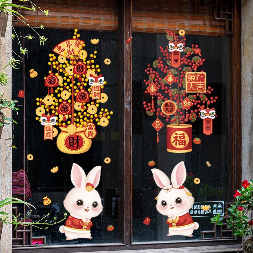 1001x1001 Stylish Decoration Sticker PVC Window Sticker Festive 2023 Year of The Rabbit Decoration Wallpaper Decorative