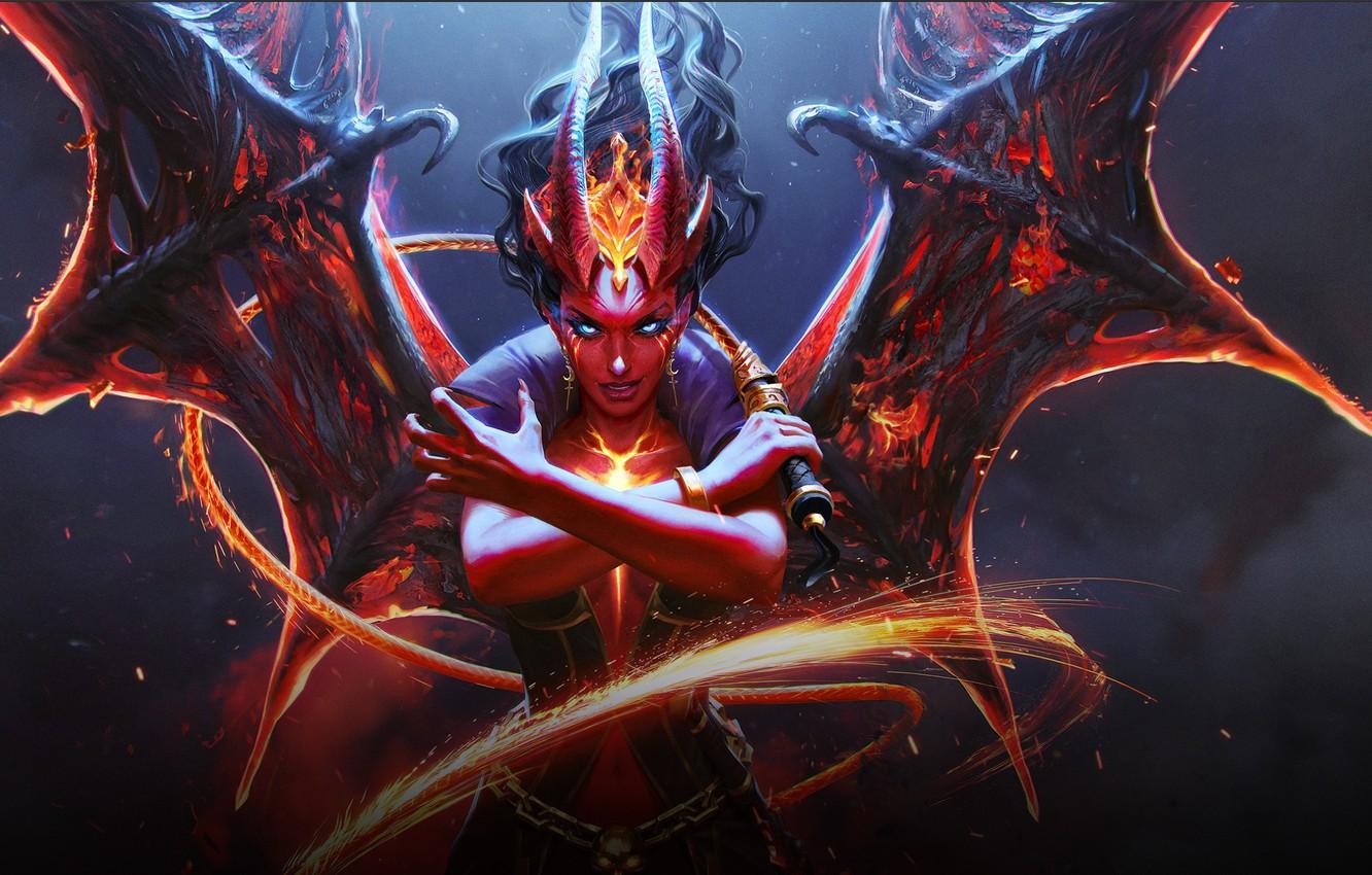 1332x850 Wallpaper the demon, Horns, DotA Queen Of Pain image for desktop, section игры