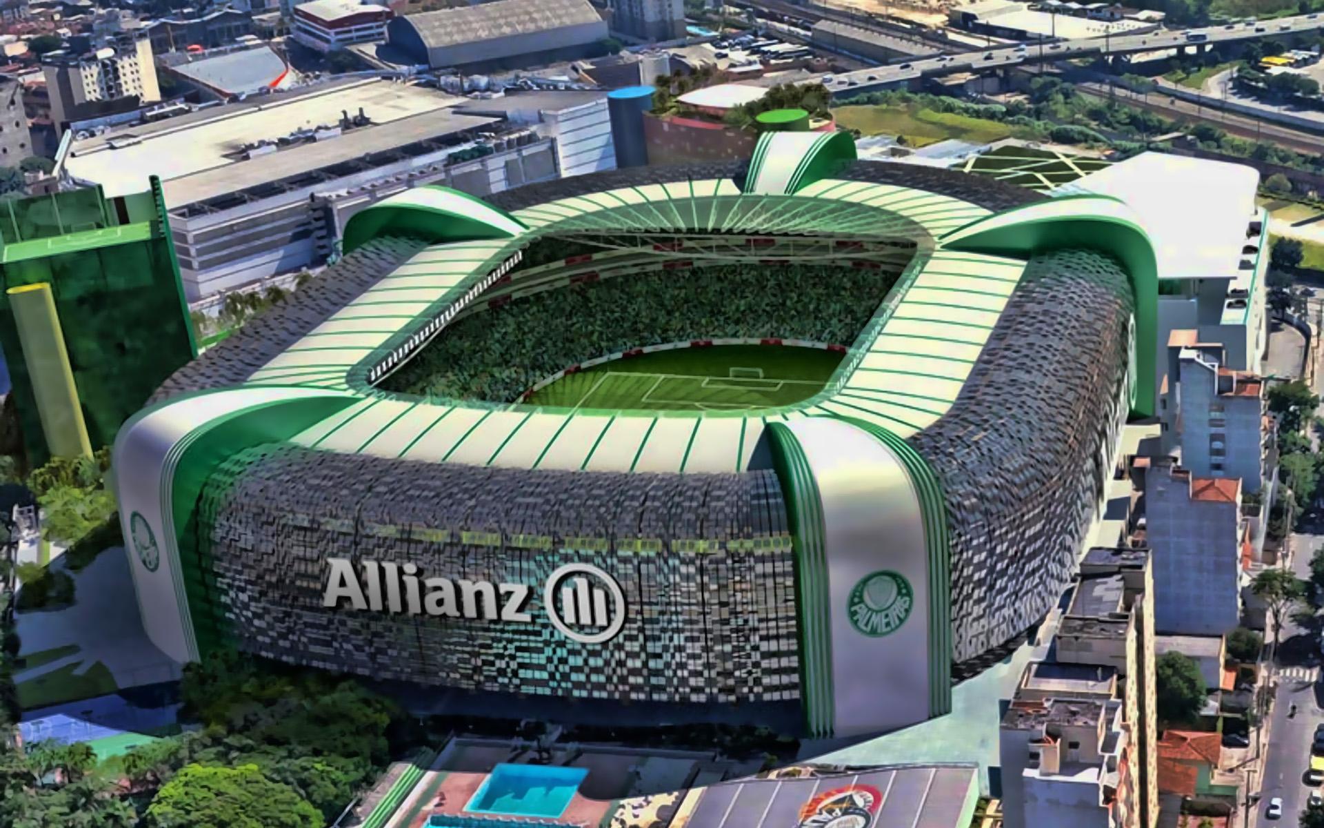 1920x1200 Download wallpaper Allianz Parque, aerial view, Palmeiras Stadium, soccer, Palestra Italia Arena, football stadium, Palmeiras arena, Brazil, SE Palmeiras for desktop with resolution 1920x1200. High Quality HD picture wallpaper