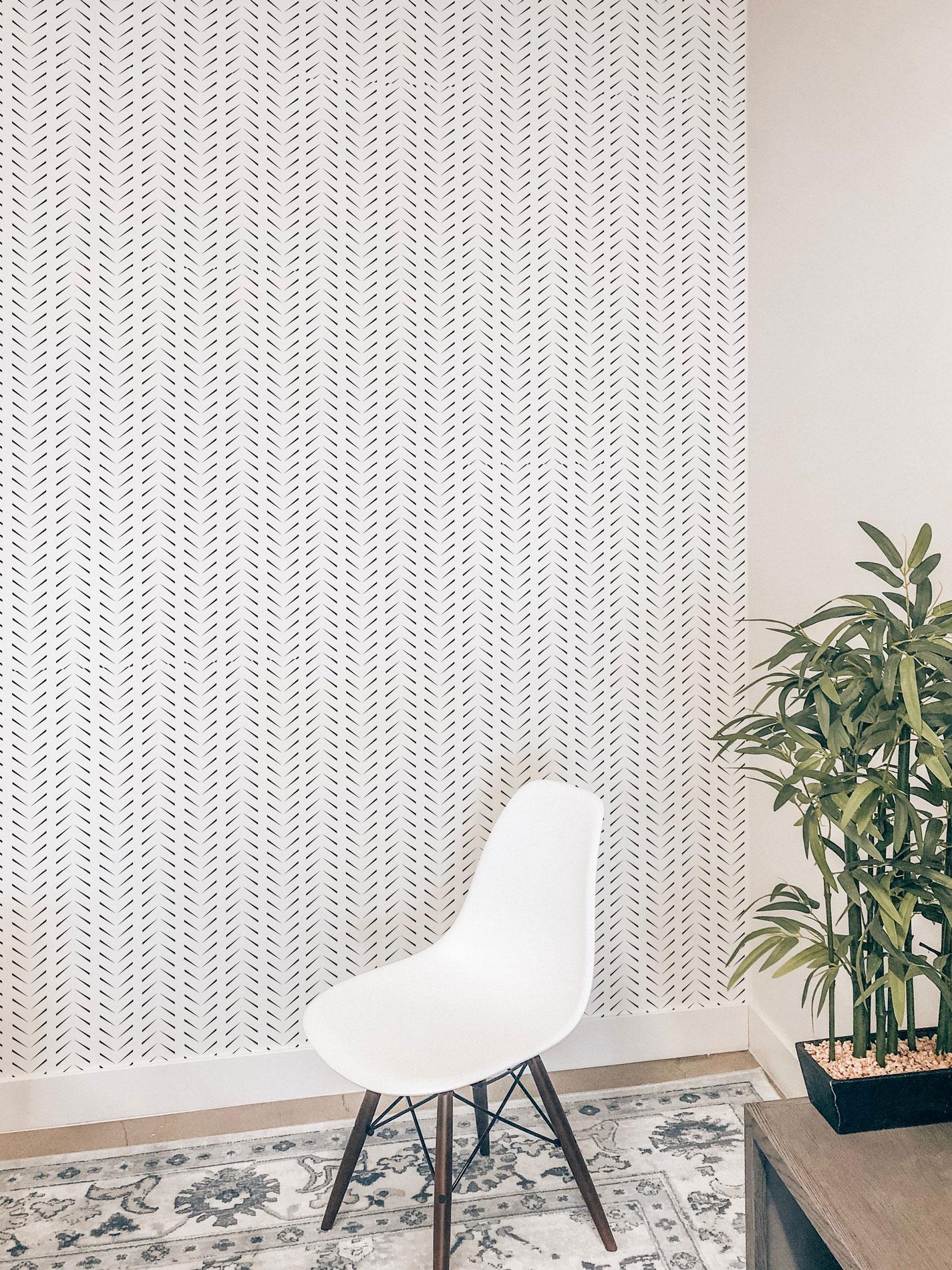1425x1900 Zig Zag Black And White Herringbone Wallpaper