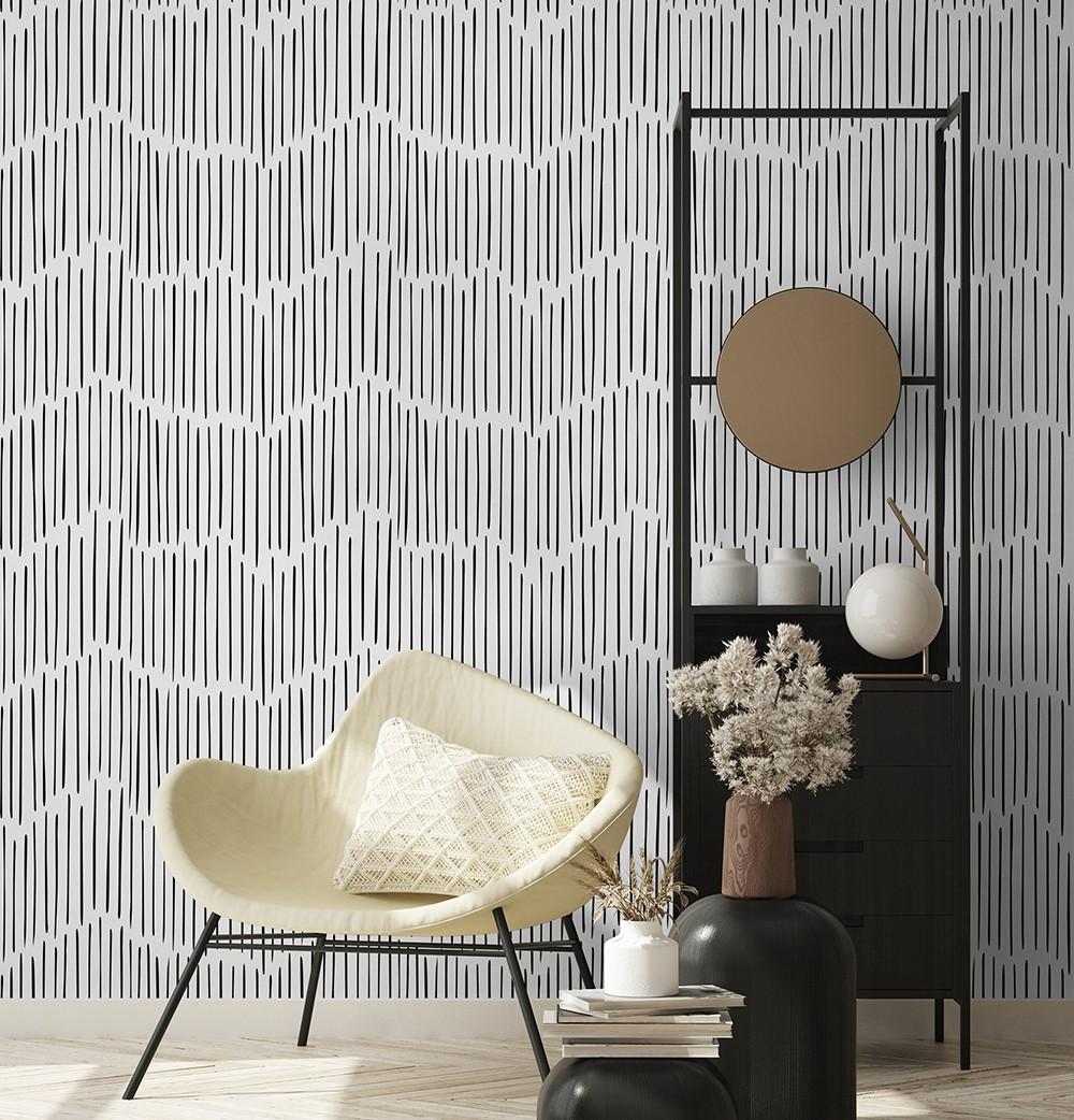 1000x1042 Black and White Minimalist Chevron Lines Wallpaper Mural • Wallmur®