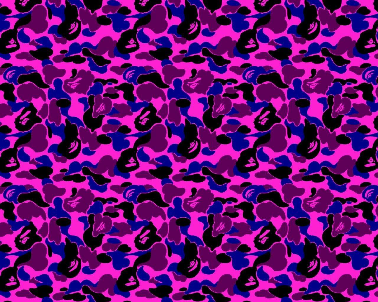 1280x1024 Purple Bape Camo Wallpaper