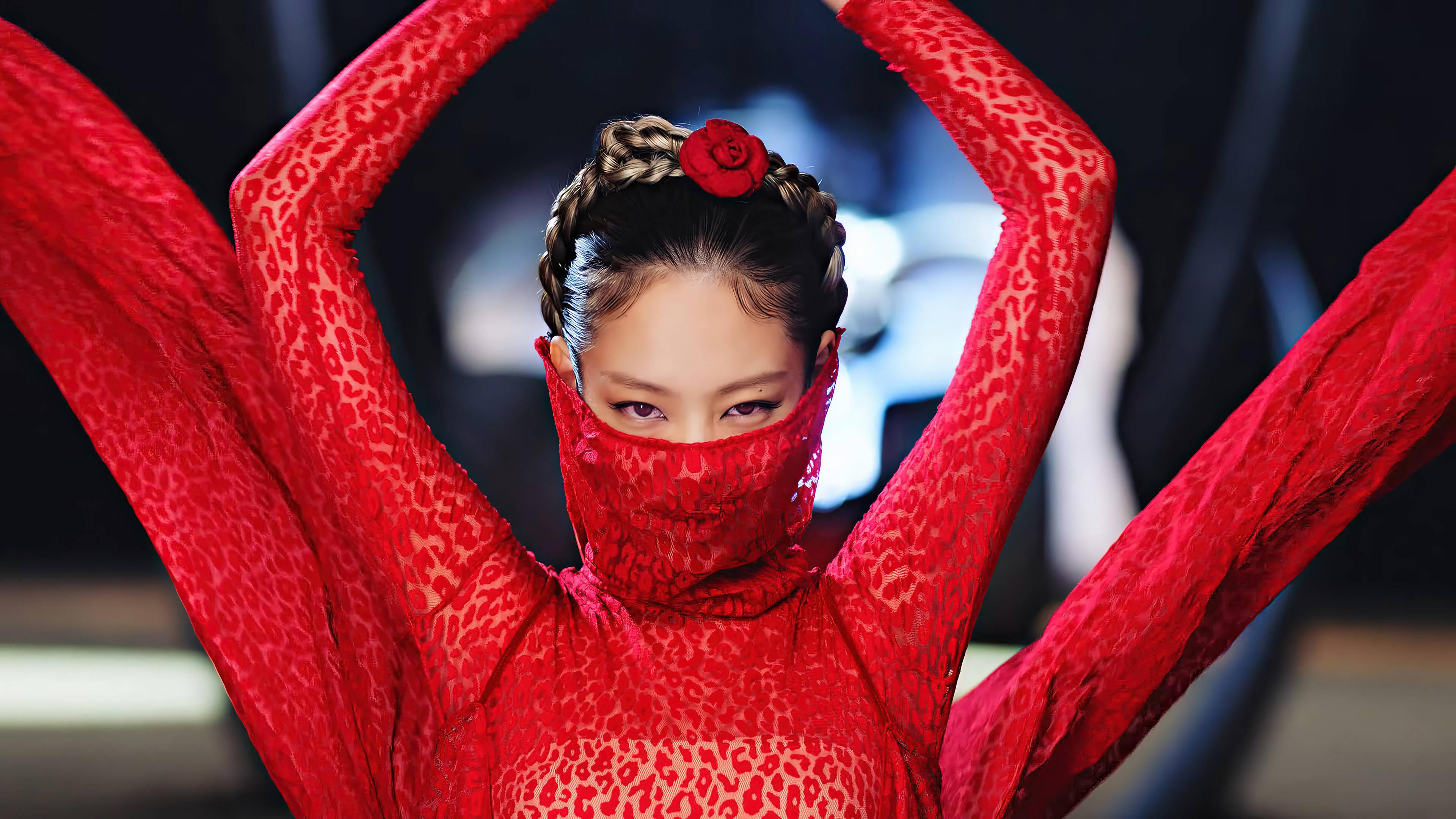 3840x2160 Download Cool Girl Jennie Pink Venom Wallpaper