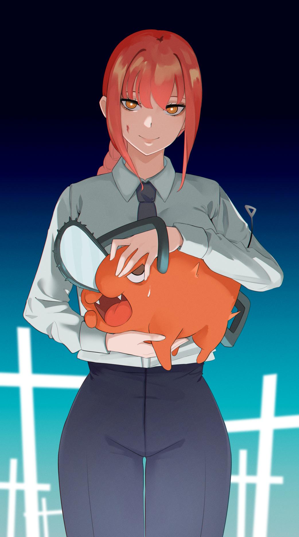 1043x1872 makima and pochita (chainsaw man) drawn by noir_(4chan)