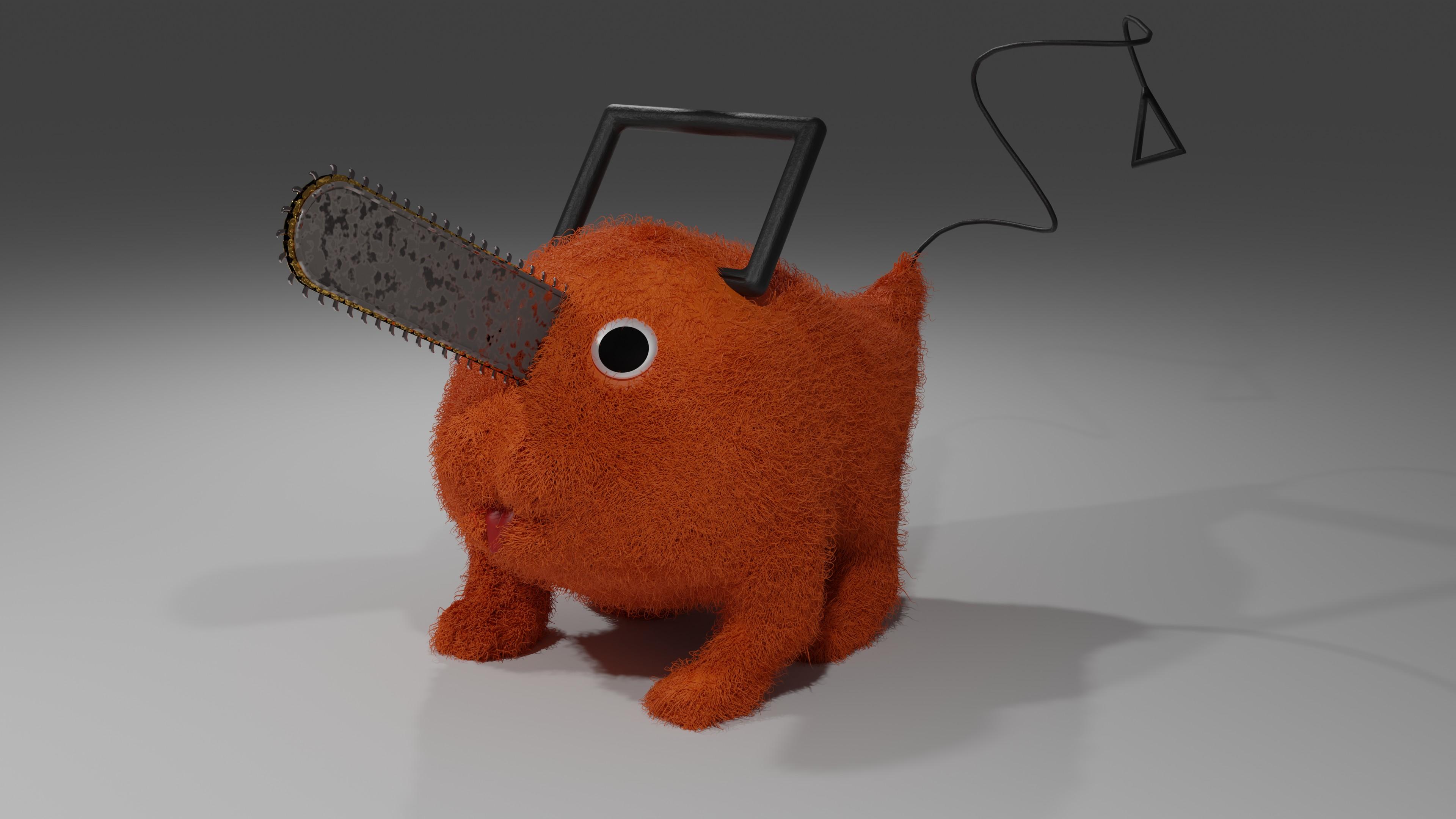 3840x2160 Pochita Chainsaw Man Blender Digital Art Chainsaw Gray Background Simple Background Anime Anime Crea Wallpaper:3840x2160