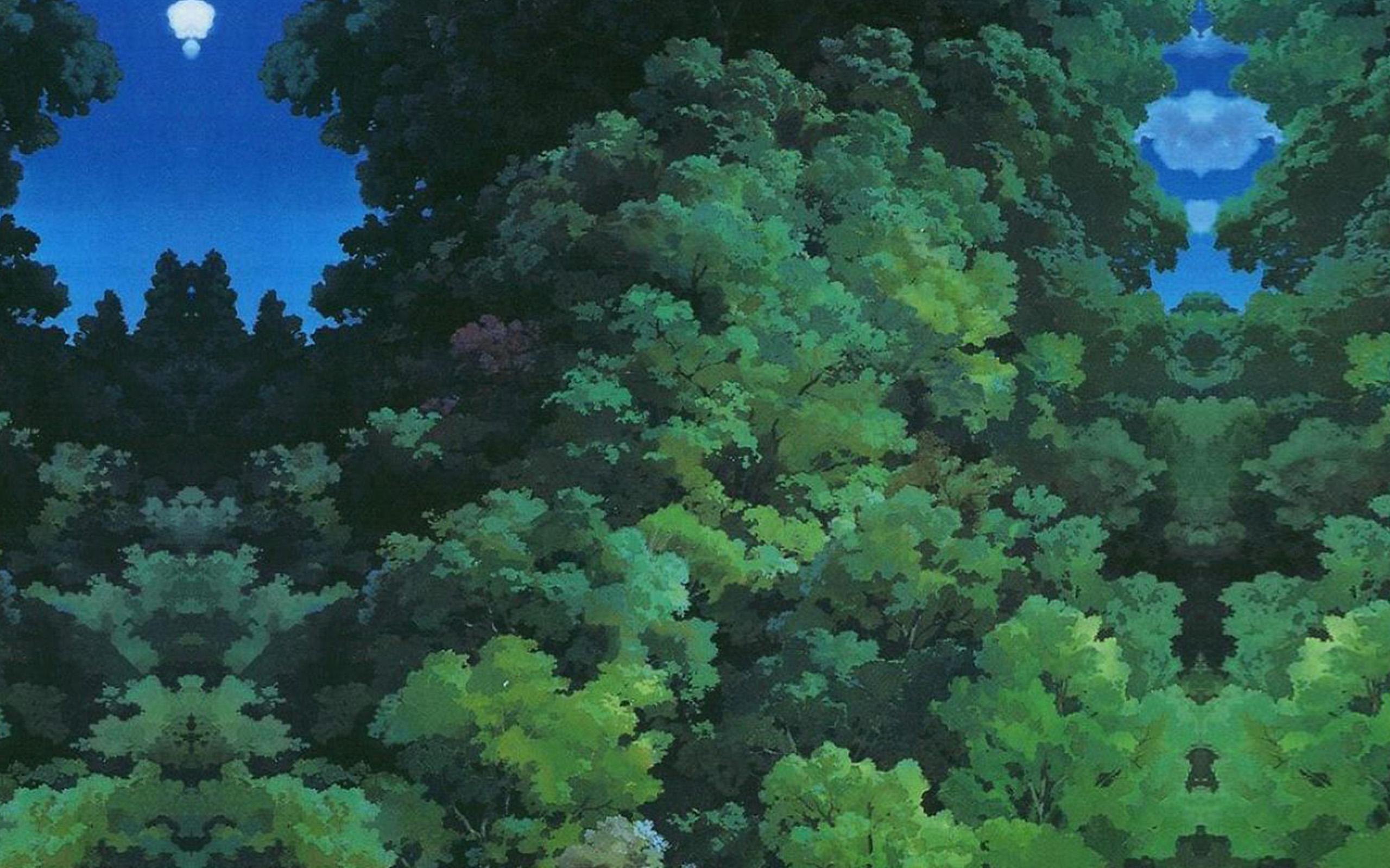 2560x1600 Studio Ghibli Tree Green Art Illustration Love Anime Wallpaper