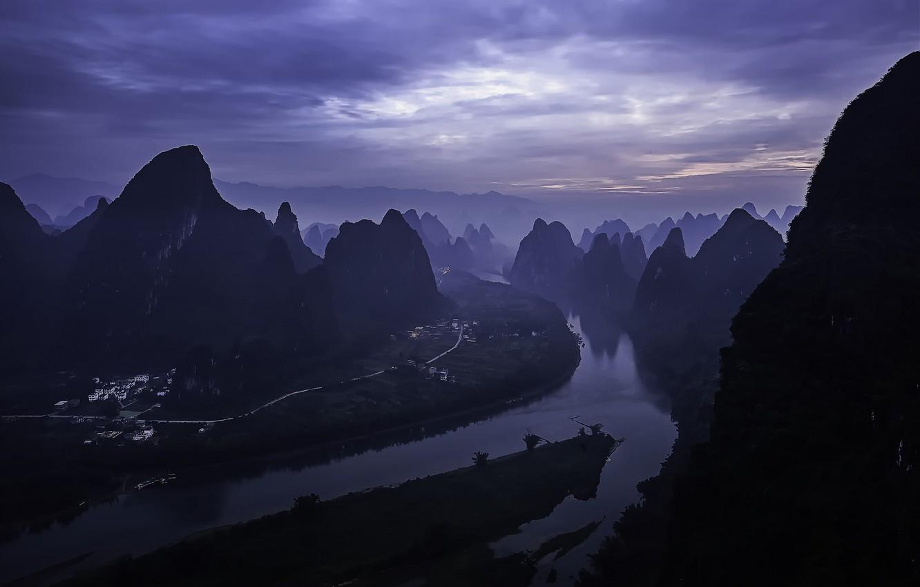 1332x850 Wallpaper dawn, China, morning, China, morning, sunrise, Guilin, Guilin, Li River, Yangshuo County image for desktop, section пейзажи
