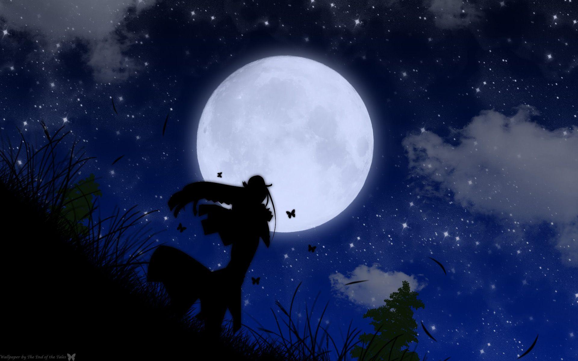 Full Moon Night Sky Scenery Sunrise Anime Art 4K Phone iPhone Wallpaper  614a