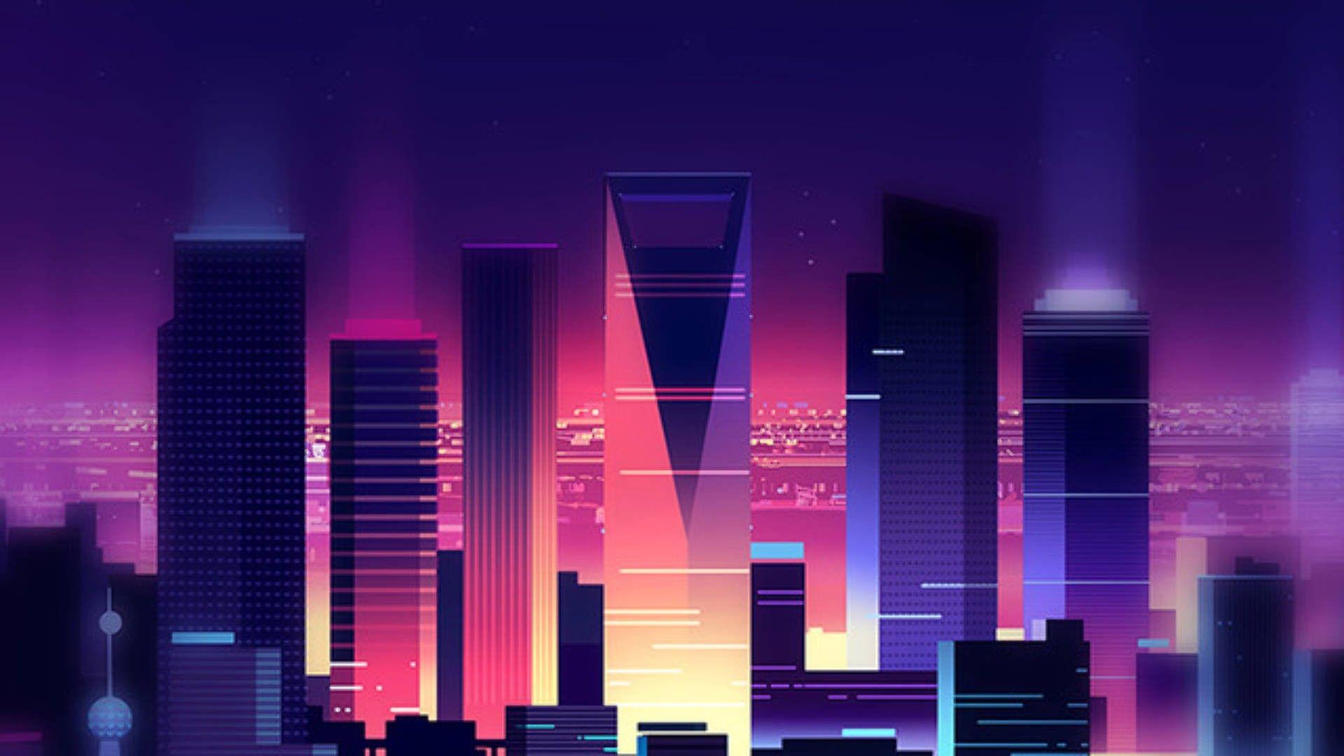 1920x1080 Neon Purple Aesthetic Wallpaper for Desktop