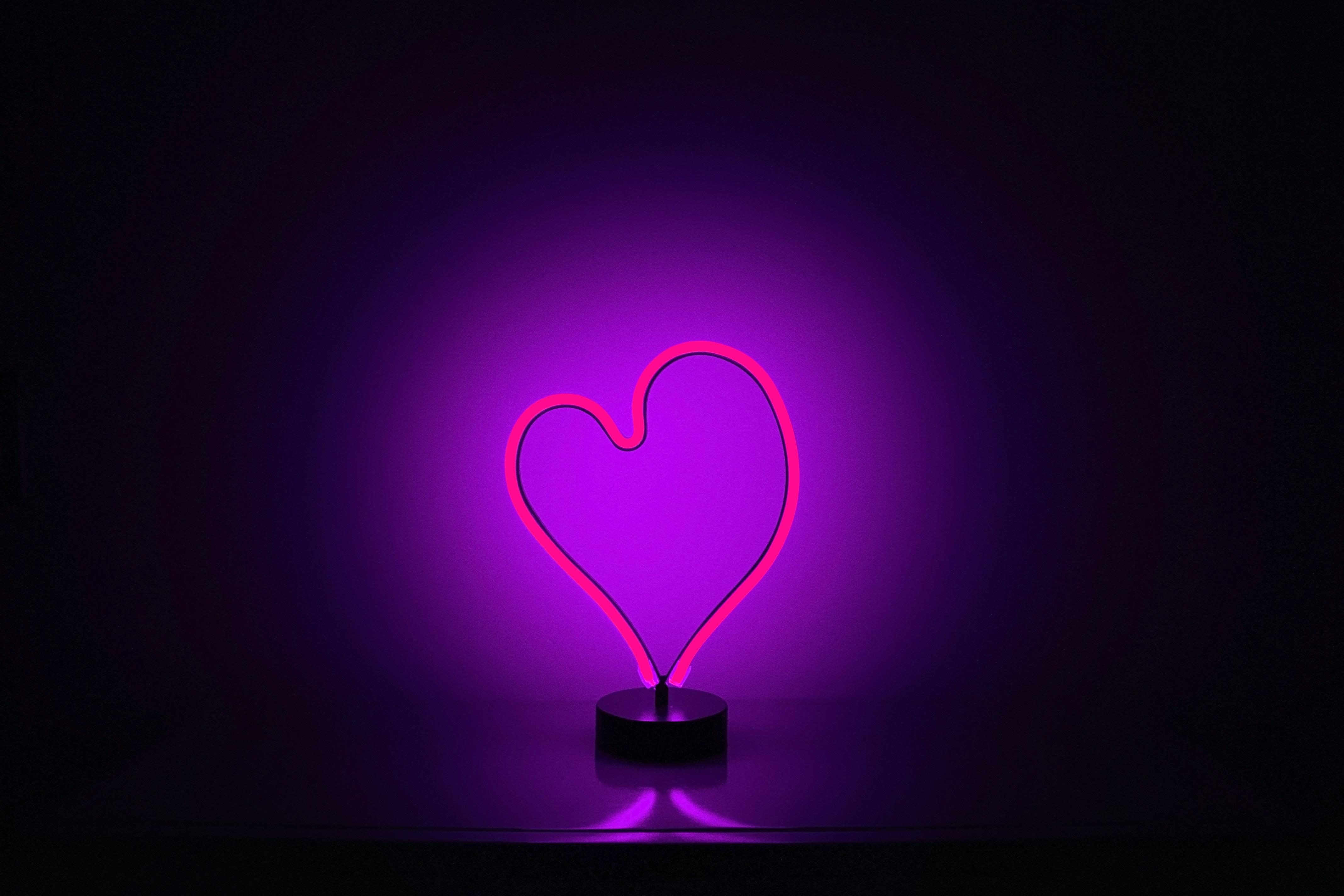 4272x2848 Love heart, Purple, Neon, 4K, Light Gallery HD Wallpaper