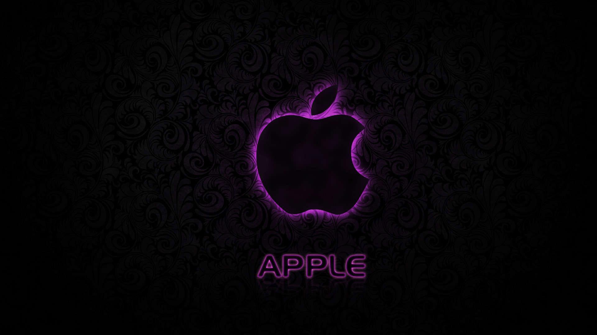 1920x1080 hd pics photo nice apple logo dark neon purple HD quality desktop background wallpaper