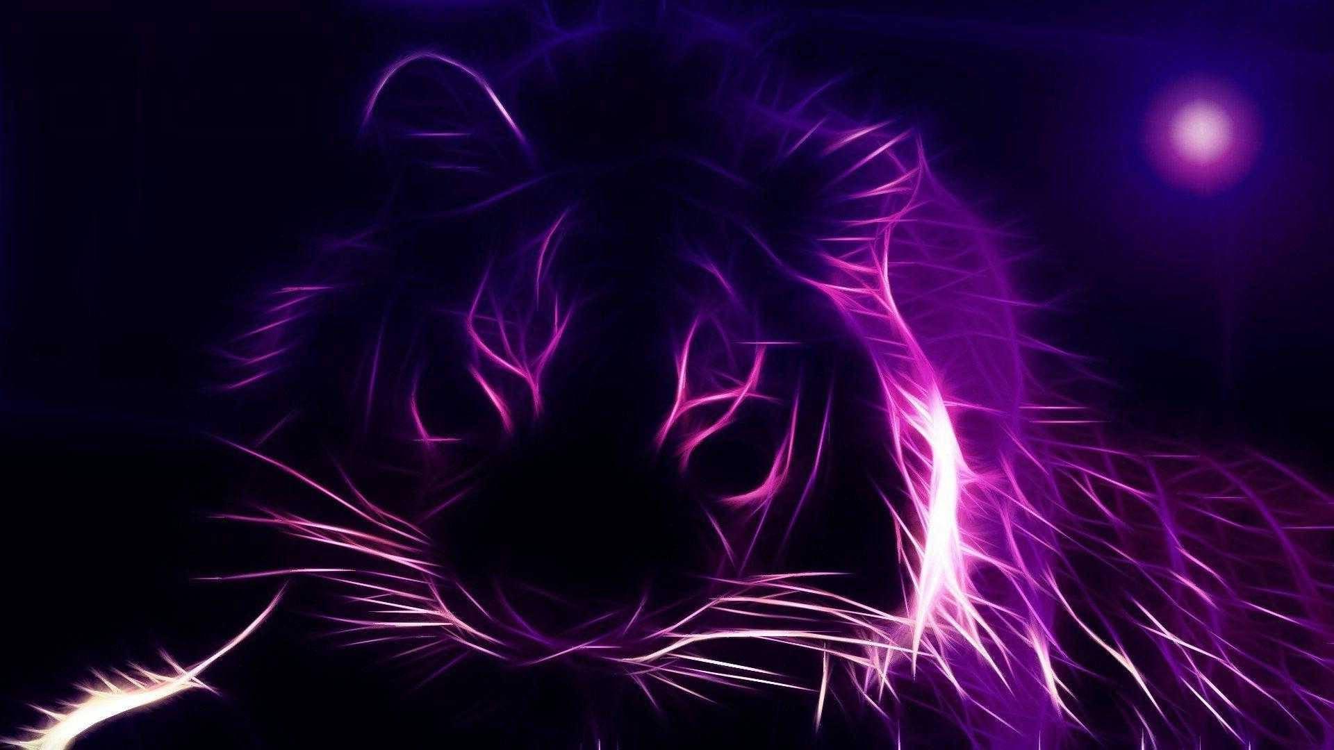 1920x1080 Download Neon Purple Aesthetic Tiger Silhouette Wallpaper