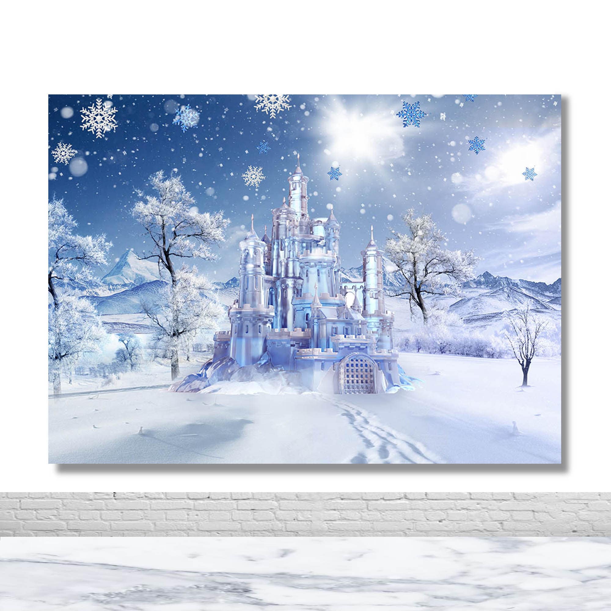 2000x2000 Winter Frozen Castle Photo Backdrop Christmas Birthday