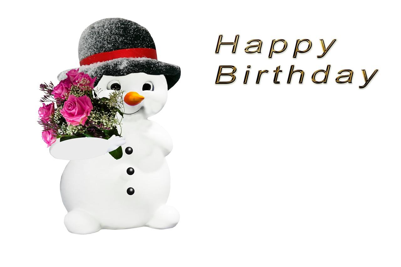 День рождения 6 января. Снеговик. Зимние открытки с днем рождения. Открытки Happy Birthday зимние. День снеговика.