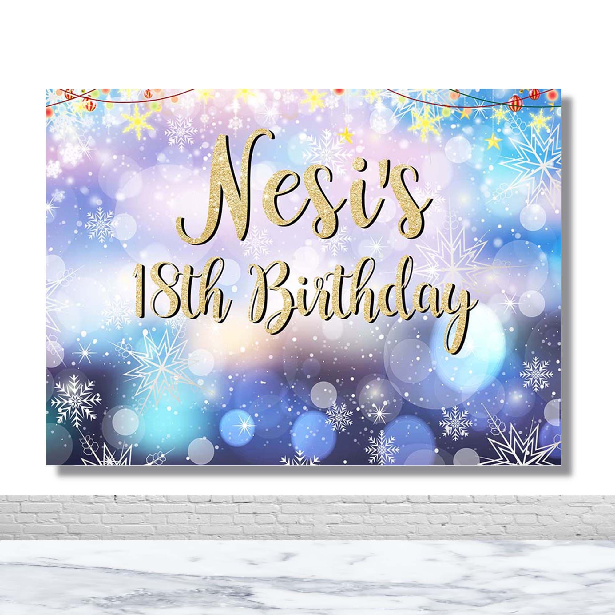 2000x2000 Winter 18th Birthday Theme Photo Backdrop Snowflake Bubble