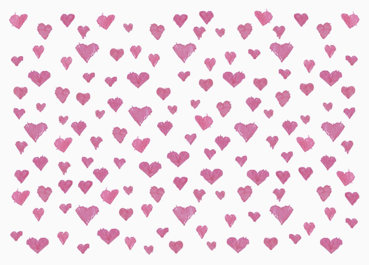 1184x852 Childs drawing pink heart pattern on white background