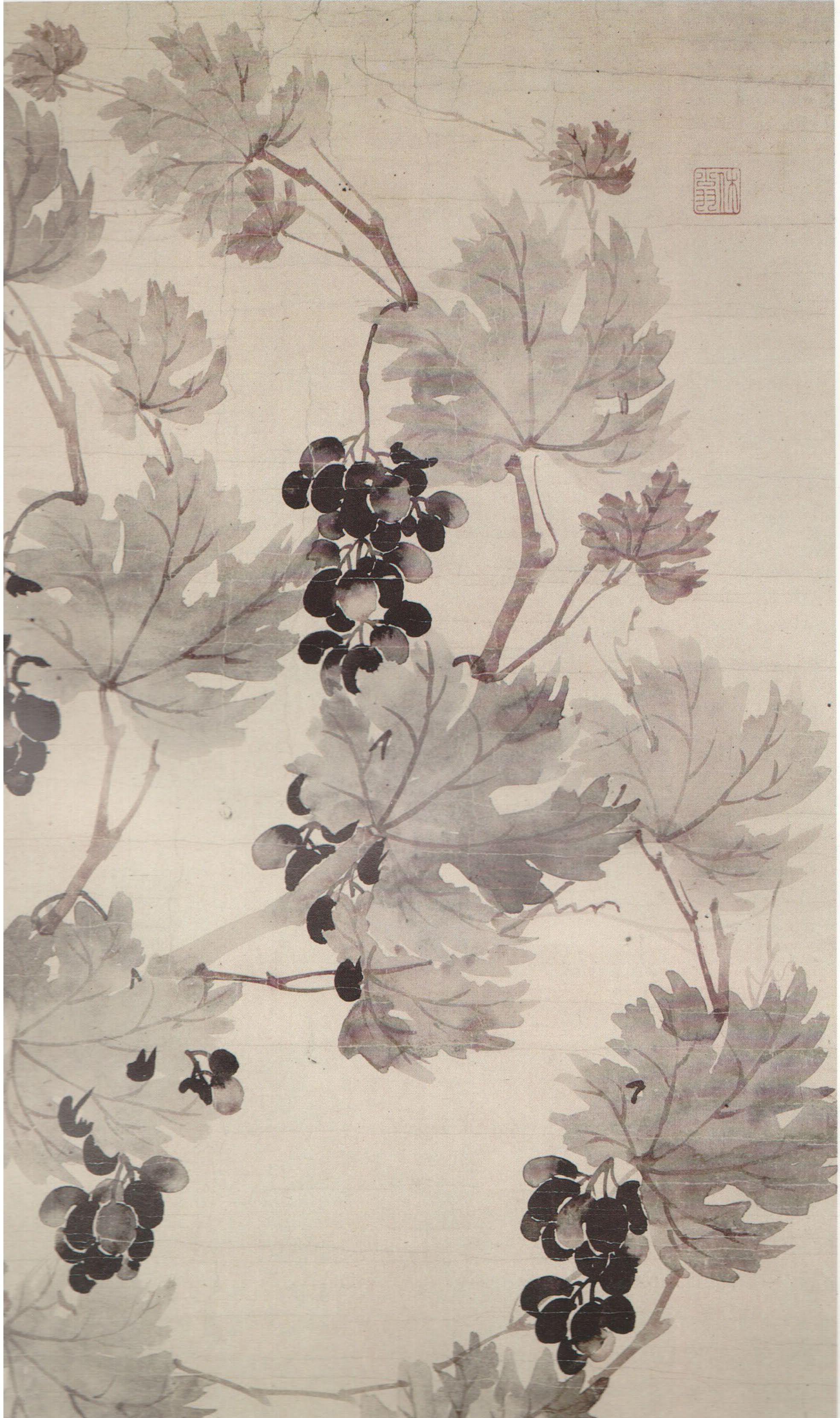 1968x3321 Yi Gye ho (1574-?), Grape Vine, ink and light color on paper