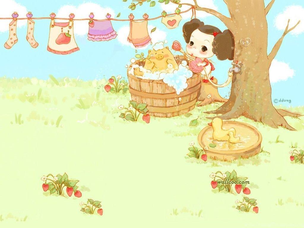 1024x768 Korean Ddung Dolls Illustrations : Korean Ddung Doll Art Painting