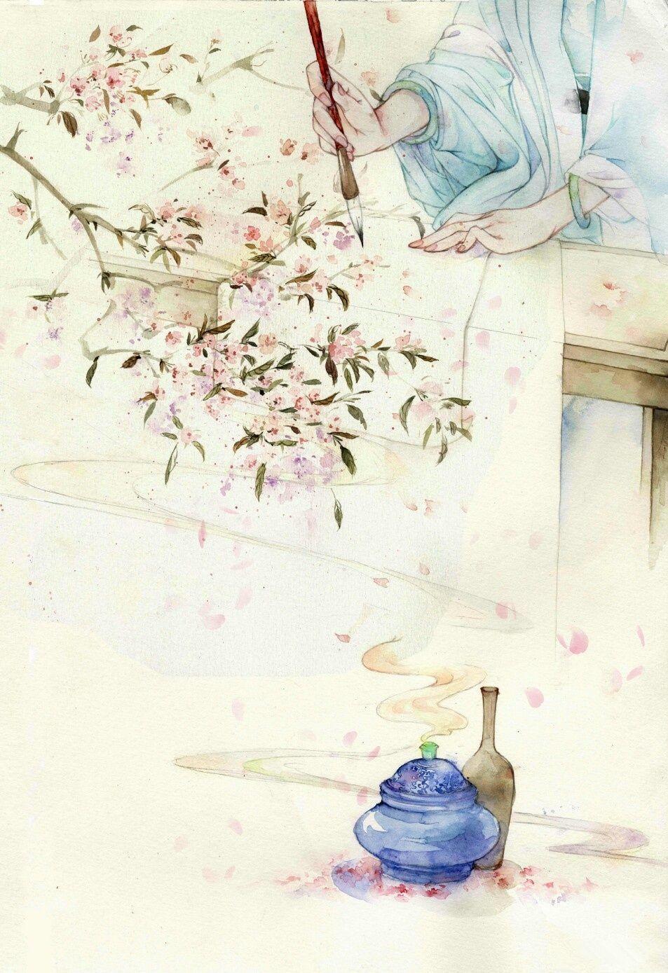 953x1389 co trang. Watercolor, Chinese artwork