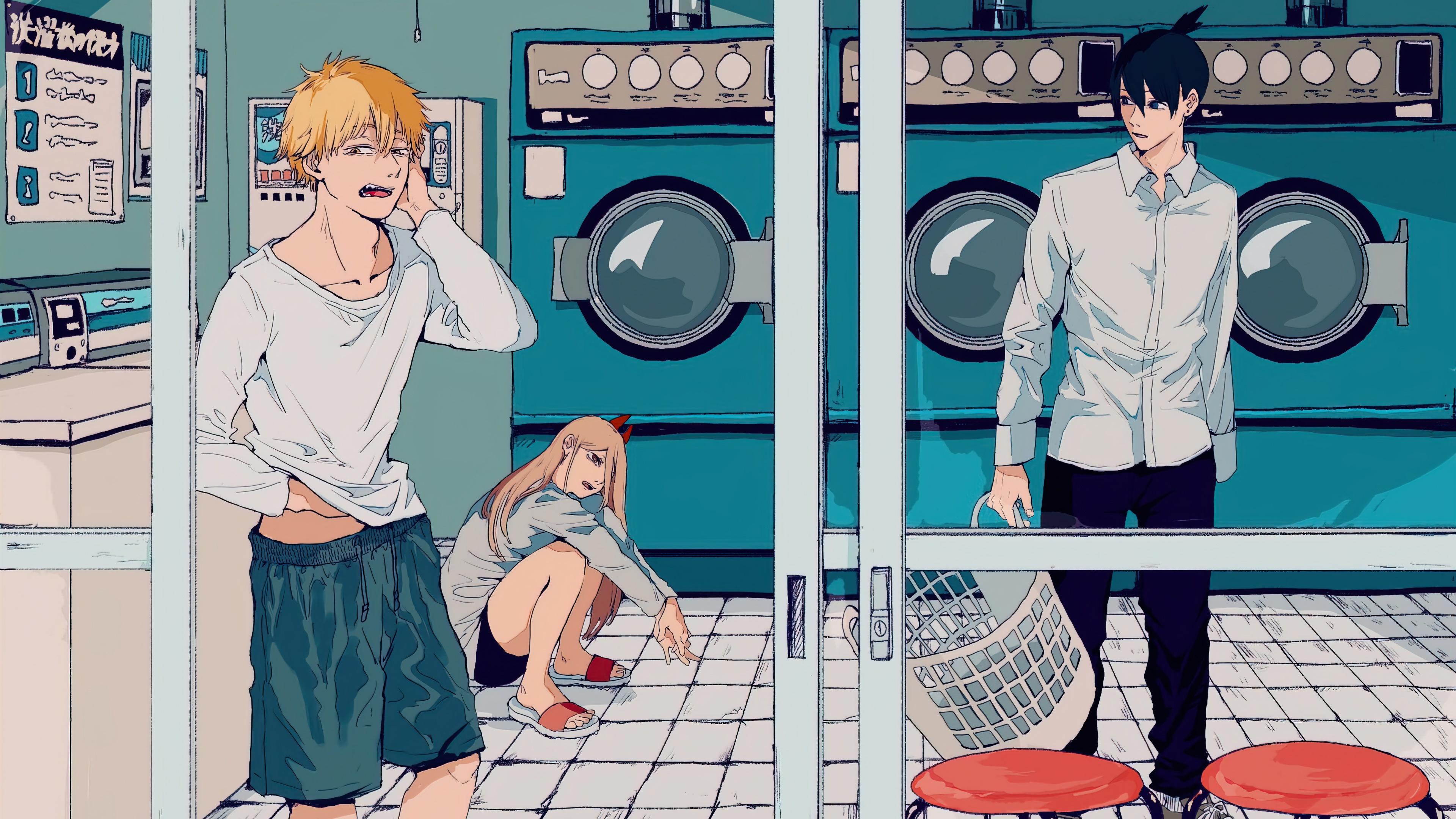 3840x2160 chainsaw man, anime, denji, power, aki, 4k, pc Gallery HD Wallpaper