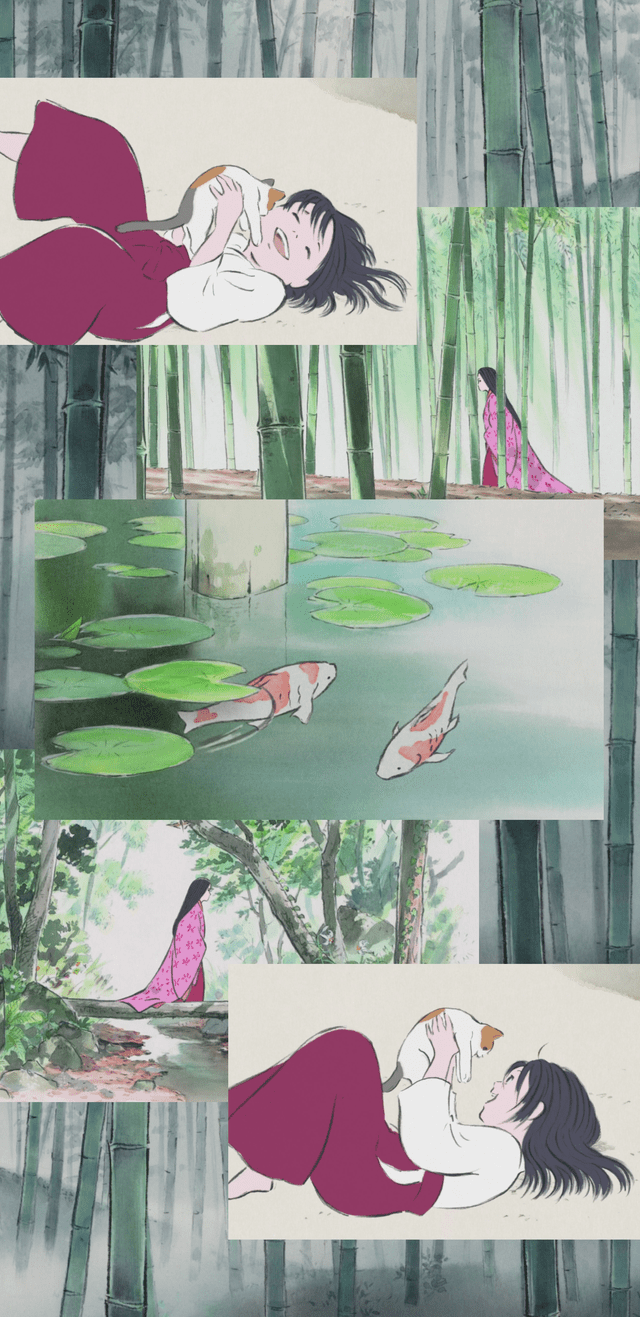 640x1317 Not such a popular movie as I've seen around here, but here's a wallpaper I made of Princess Kaguya not too long ago!