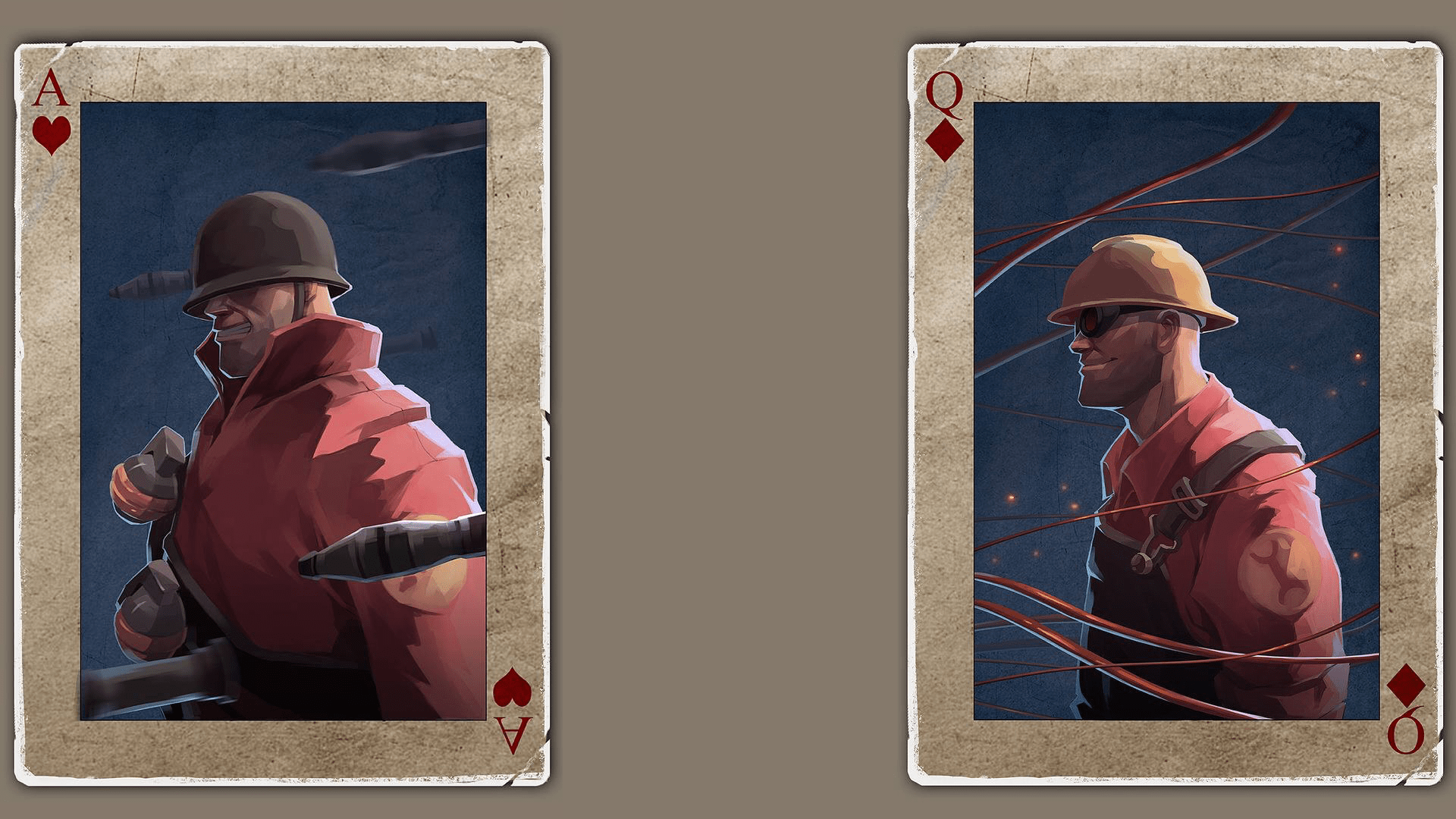 1920x1080 Team Fortress 2. Poker Soldier & Engineer