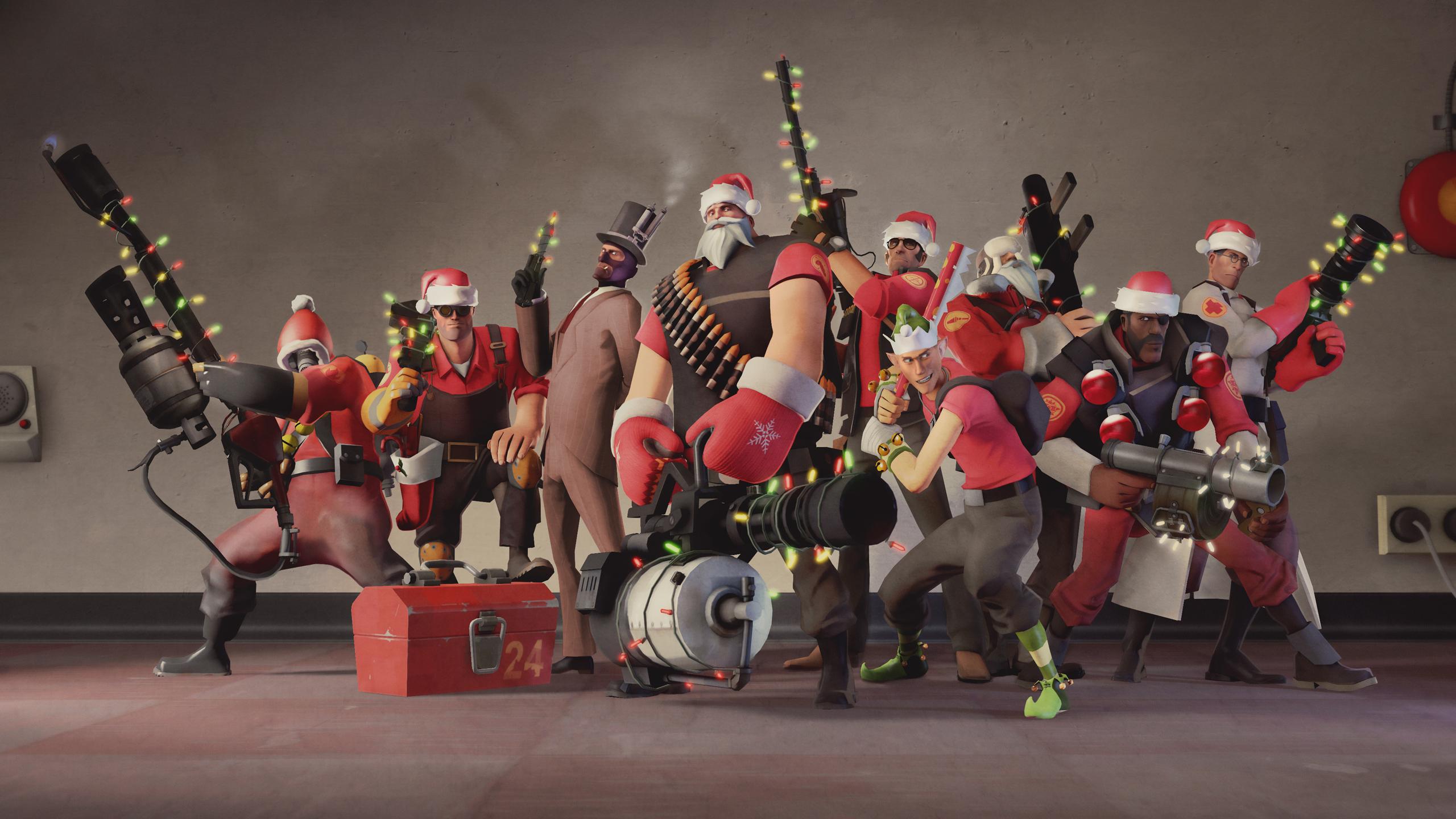 2560x1440 Download wallpaper pyro, soldier, spy, medic, team fortress tf sniper, heavy, engineer, scout, demoman, section games in resolution 2560x1440