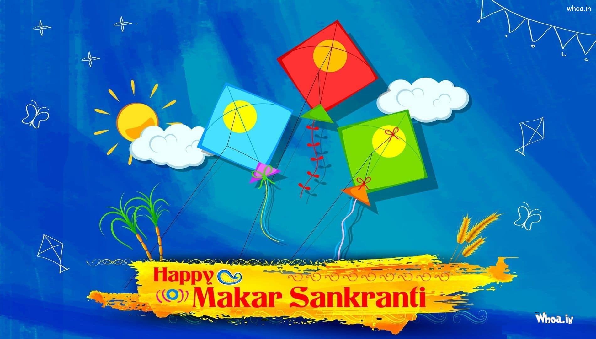 1900x1080 Makar Sankranti Uttarayan Kite Festival HD 4K Image For Wallpaper
