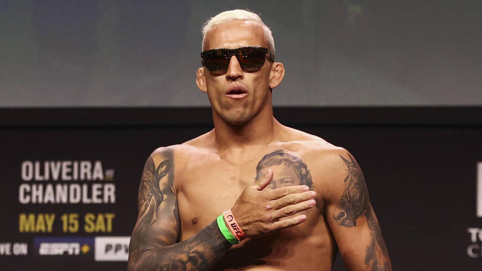 1600x900 Charles Oliveira stripped of belt after missing weight