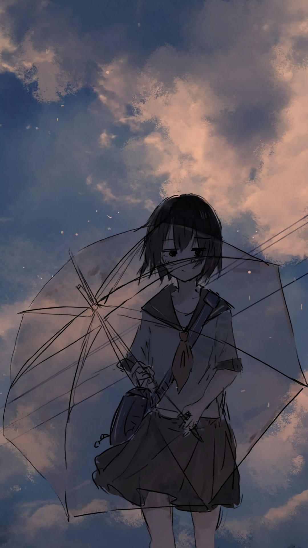 1080x1920 Download Aesthetic Sad Anime Girl Student Uniform Wallpaper