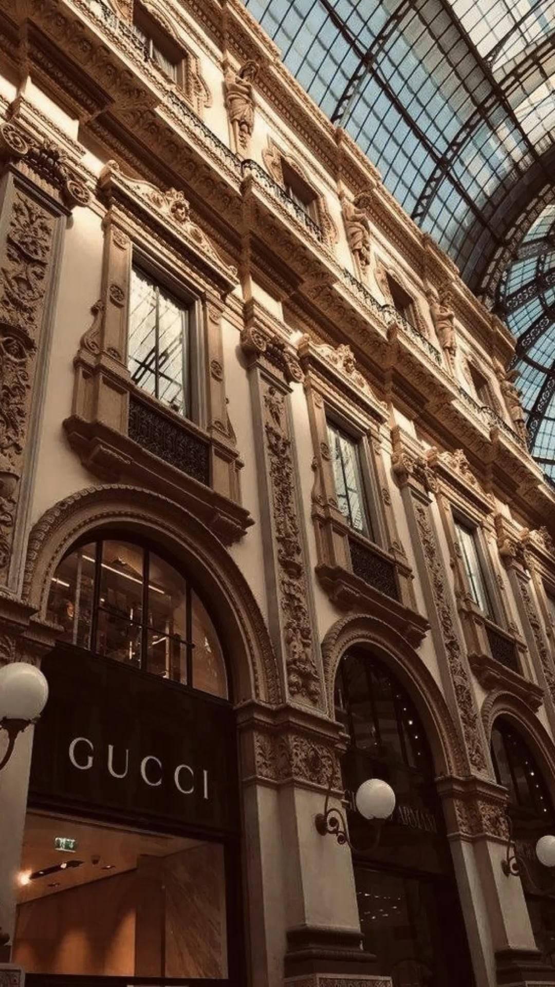 1080x1920 Download Gucci Building Beige Aesthetic Wallpaper