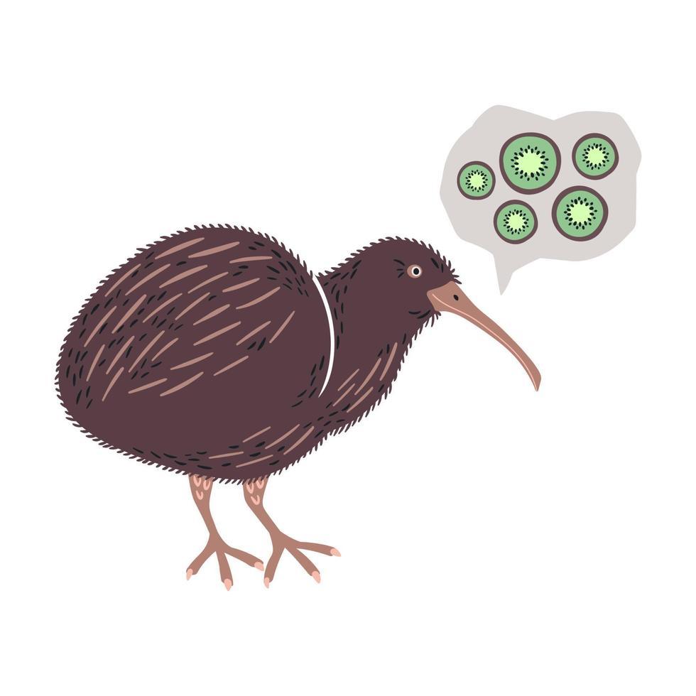 980x980 Vector flat hand drawn illustrations. Cute kiwi bird
