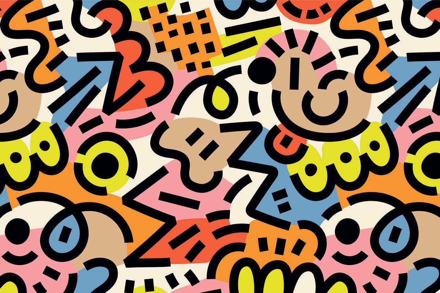 1400x933 90s Memphis Doodles Wall Mural