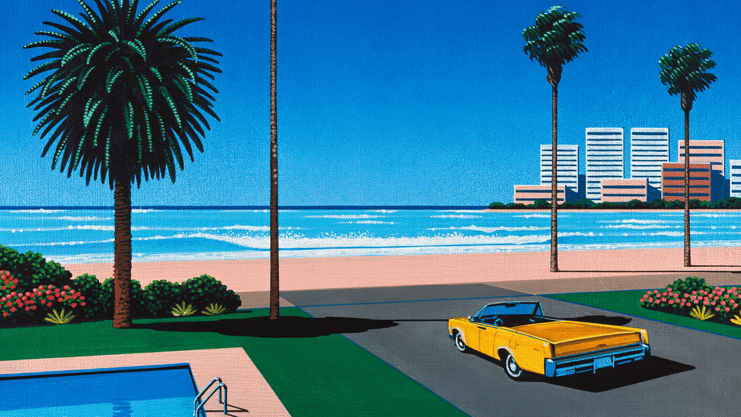 City Garden by Hiroshi Nagai 2560x1440  City garden R wallpaper Pixel  art