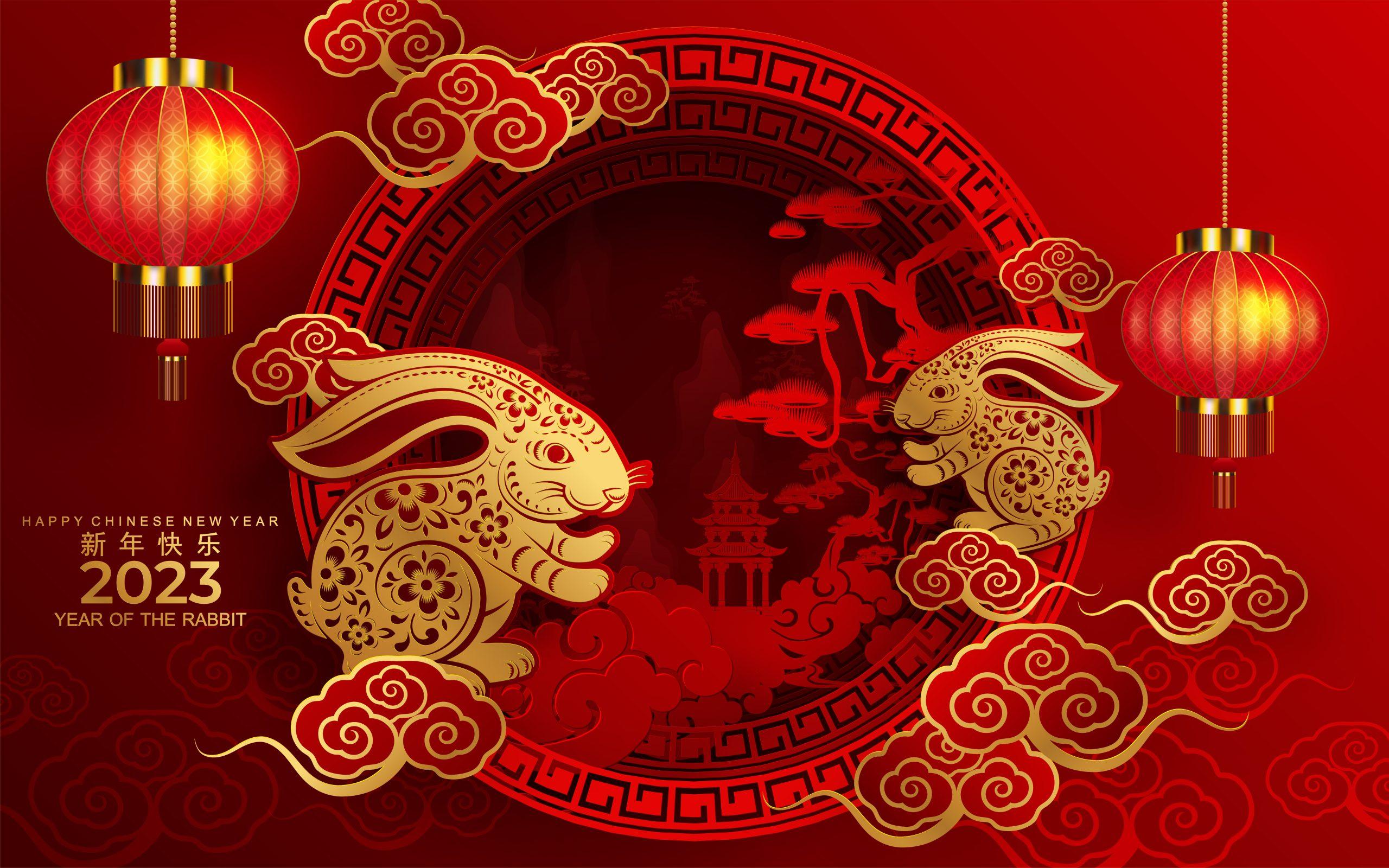 Chinese New Year of Rabbit 2023 Background 14285932 Vector Art at Vecteezy