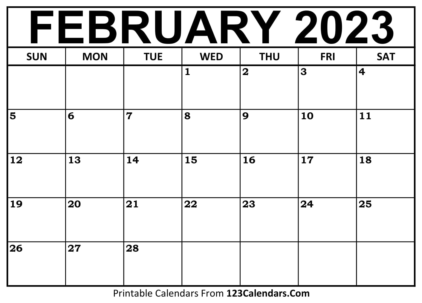 1412x1014 Printable February 2023 Calendar Templates