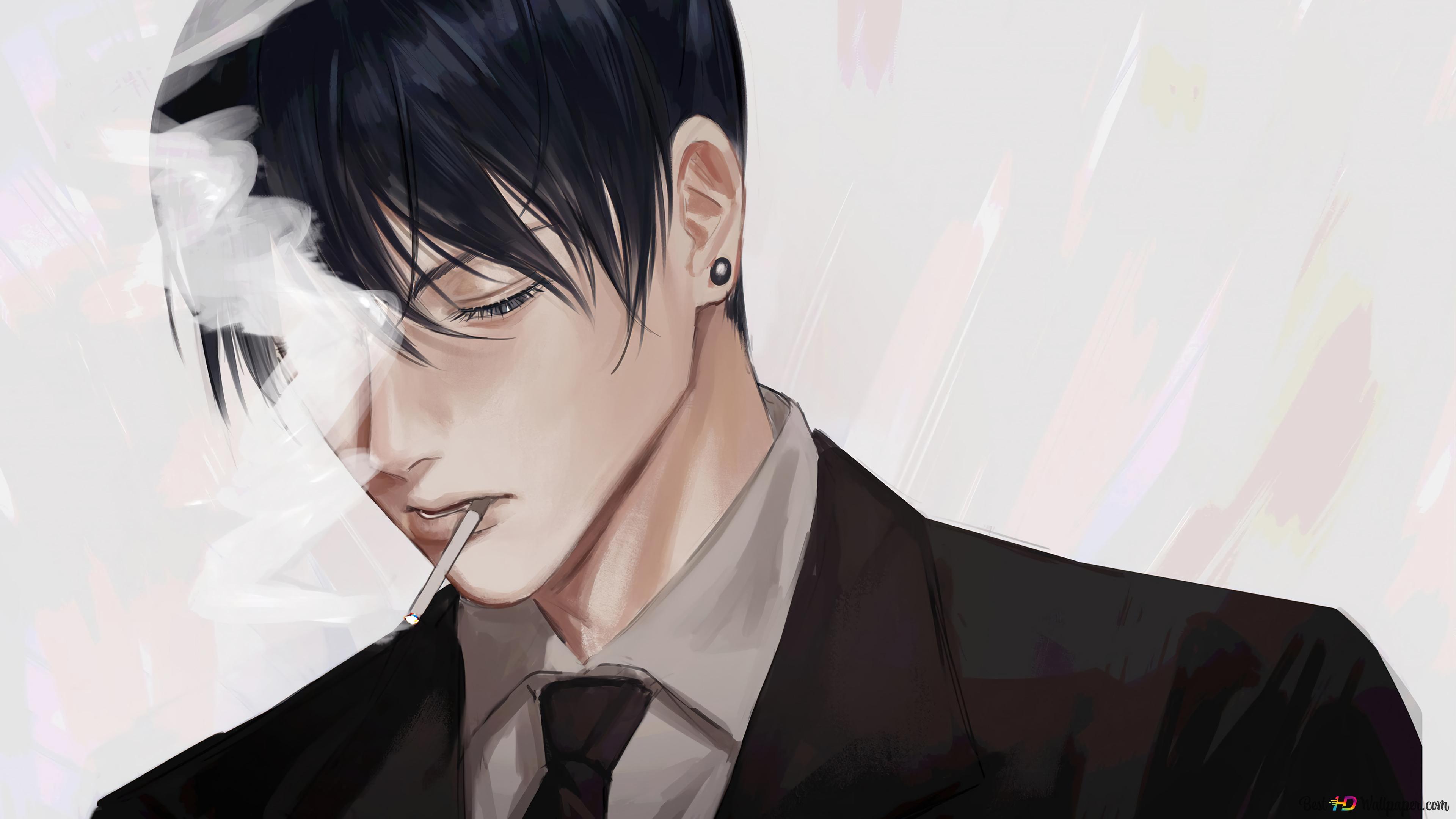 3840x2160 Aki Hayakawa smoking background from Chainsaw man 4K wallpaper download