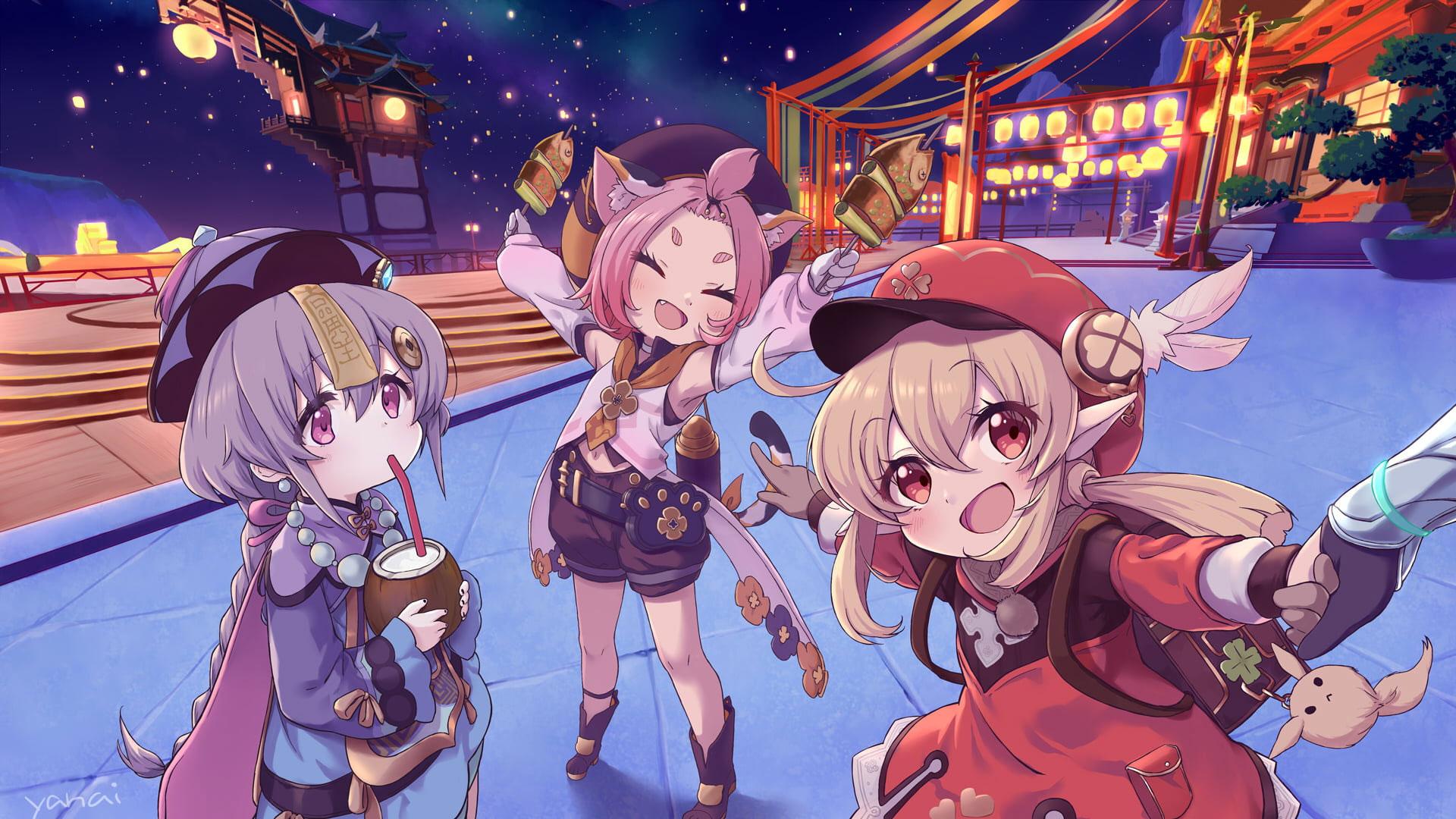 1920x1080 Wallpaper Genshin Impact, Qiqi Genshin Impact, Diona