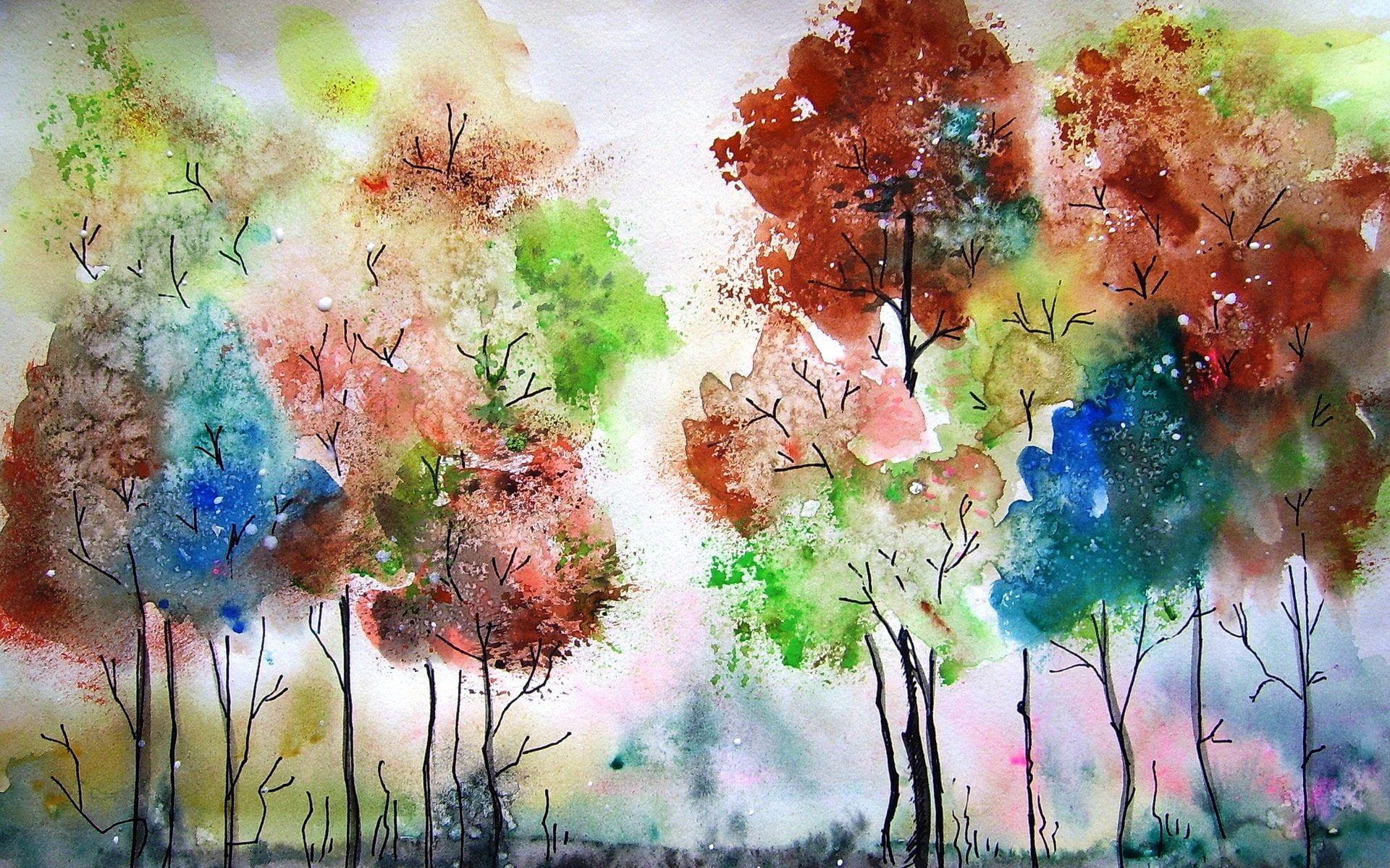 1920x1200 Watercolor painting, trees, colors #Watercolor #Painting #Trees #Colors P #wallpaper #hdwallpaper #desktop. Painting, Tree painting, Watercolor paintings
